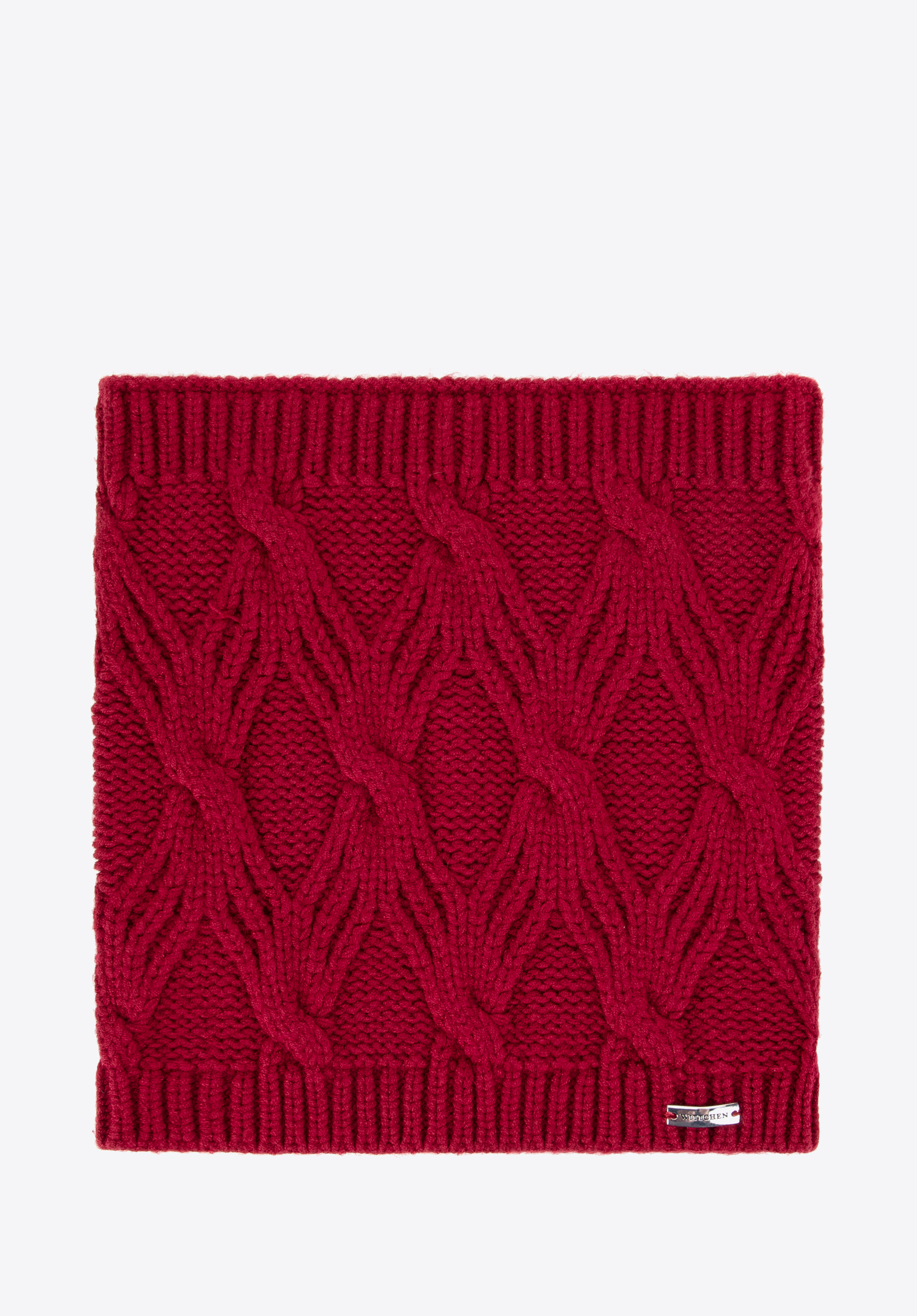 Damen-Snood mit Zopfmuster, dunkelrot, 99-7F-103-9, Bild 1