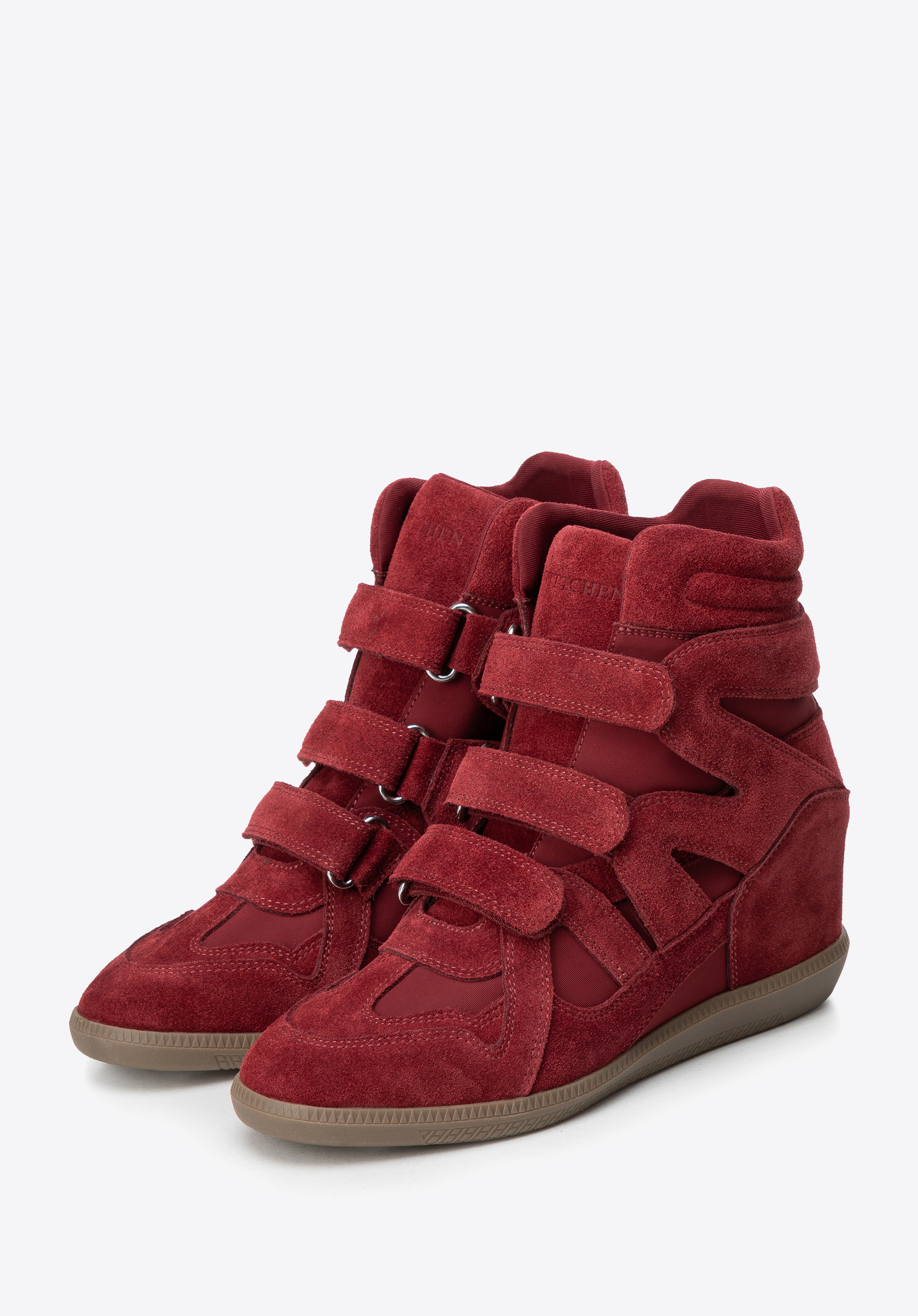 Damen-Wildleder-Keilstiefeletten, dunkelrot, 103-D-369-3-38, Bild 1