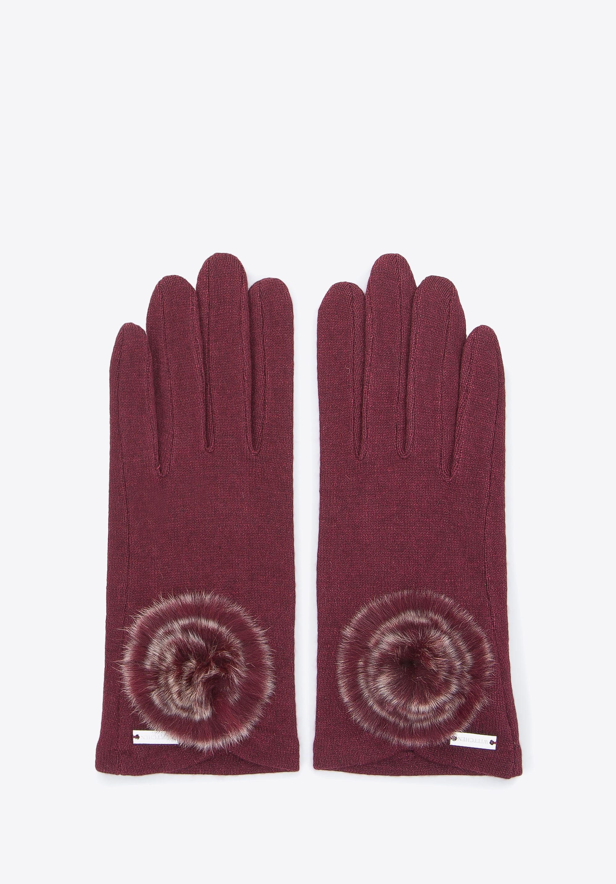 Damenhandschuhe mit Verzierung, dunkelrot, 47-6-118-2-U, Bild 1