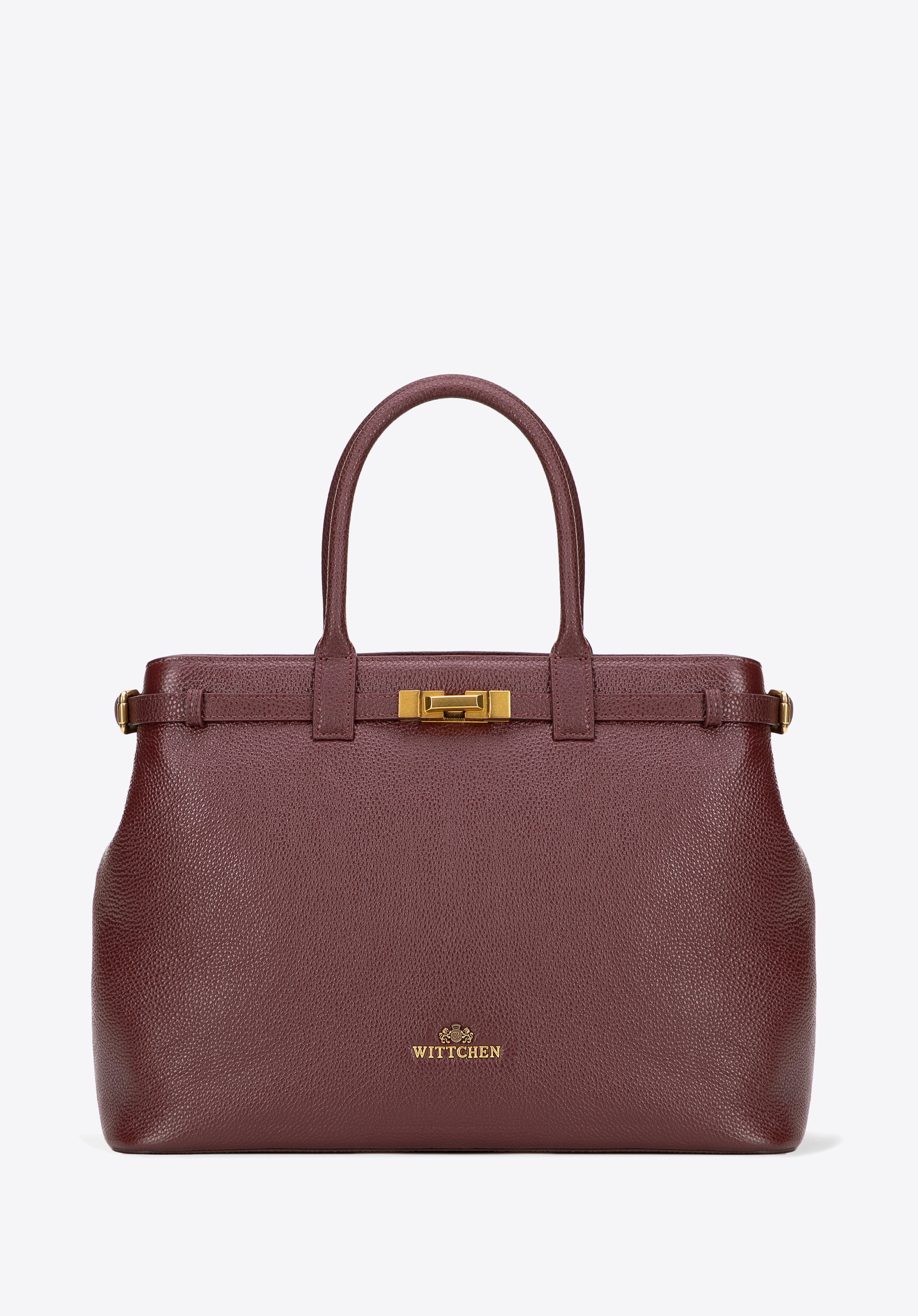 Damenhandtasche aus genarbtem Leder, dunkelrot, 101-4E-206-3, Bild 1