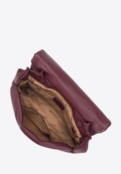 Damenhandtasche aus weichem Kunstleder mit Knoten, dunkelrot, 95-4Y-424-1, Bild 4