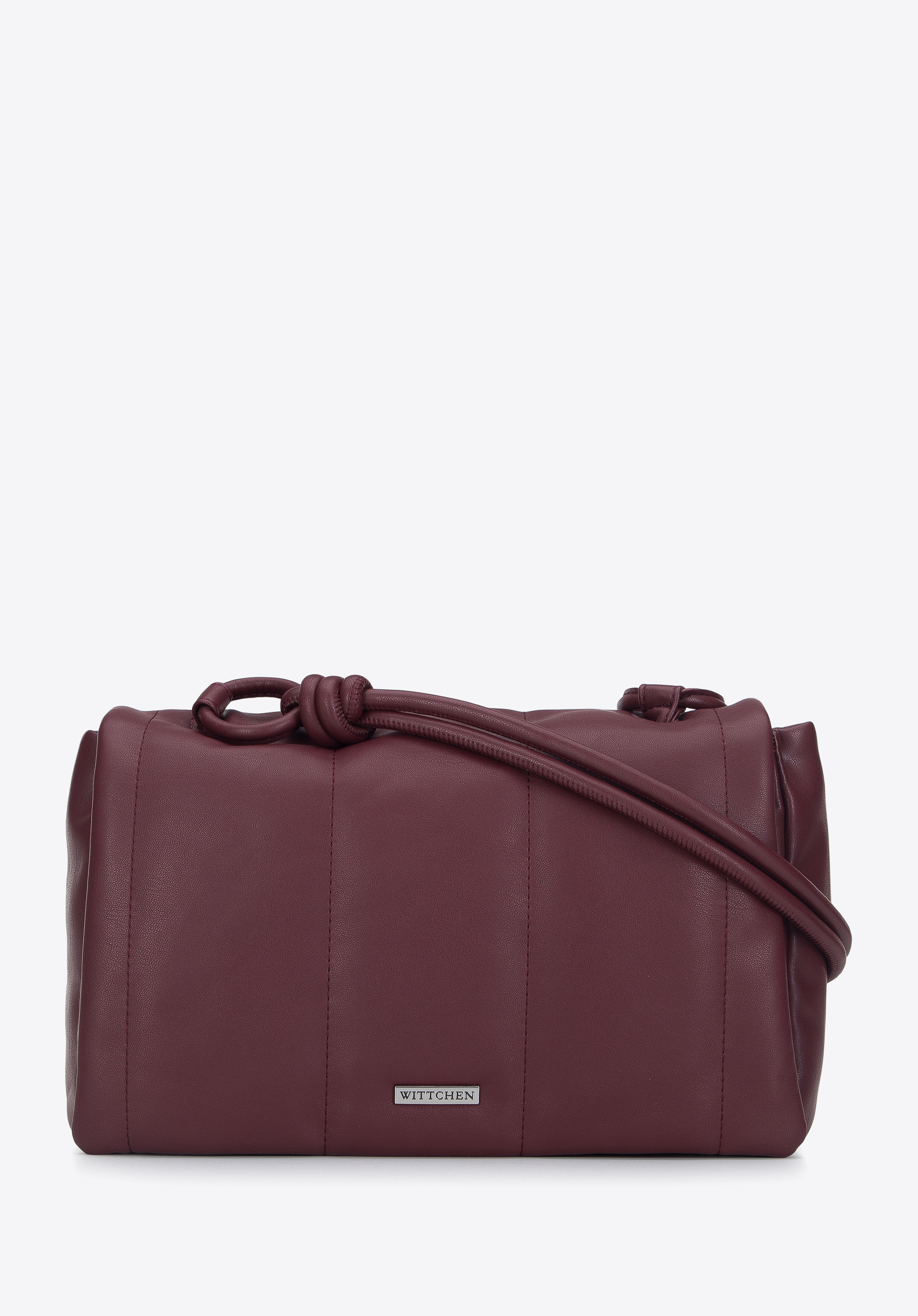 Damenhandtasche aus weichem Kunstleder mit Knoten, dunkelrot, 95-4Y-424-3, Bild 1