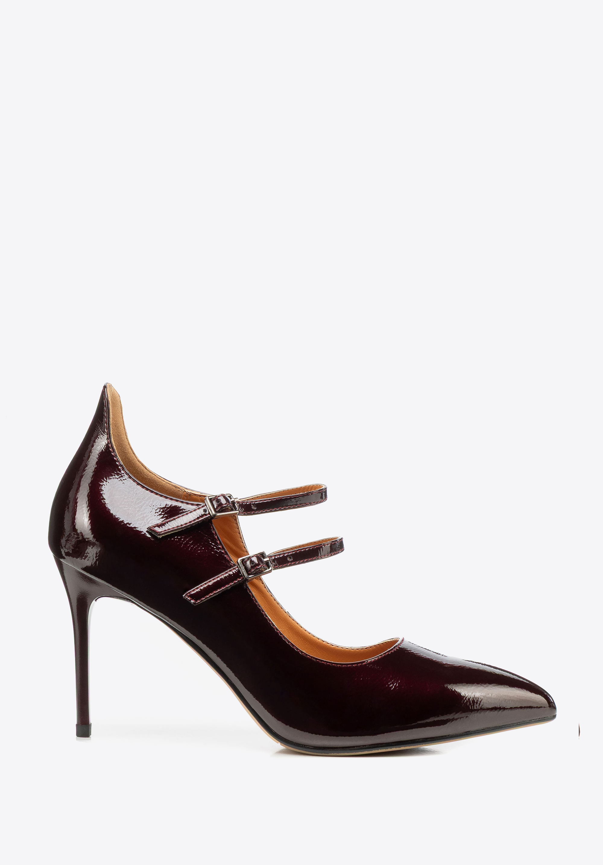 Damenschuhe aus Lackleder mit Stilettoabsatz, dunkelrot, 101-D-955-3-35, Bild 1