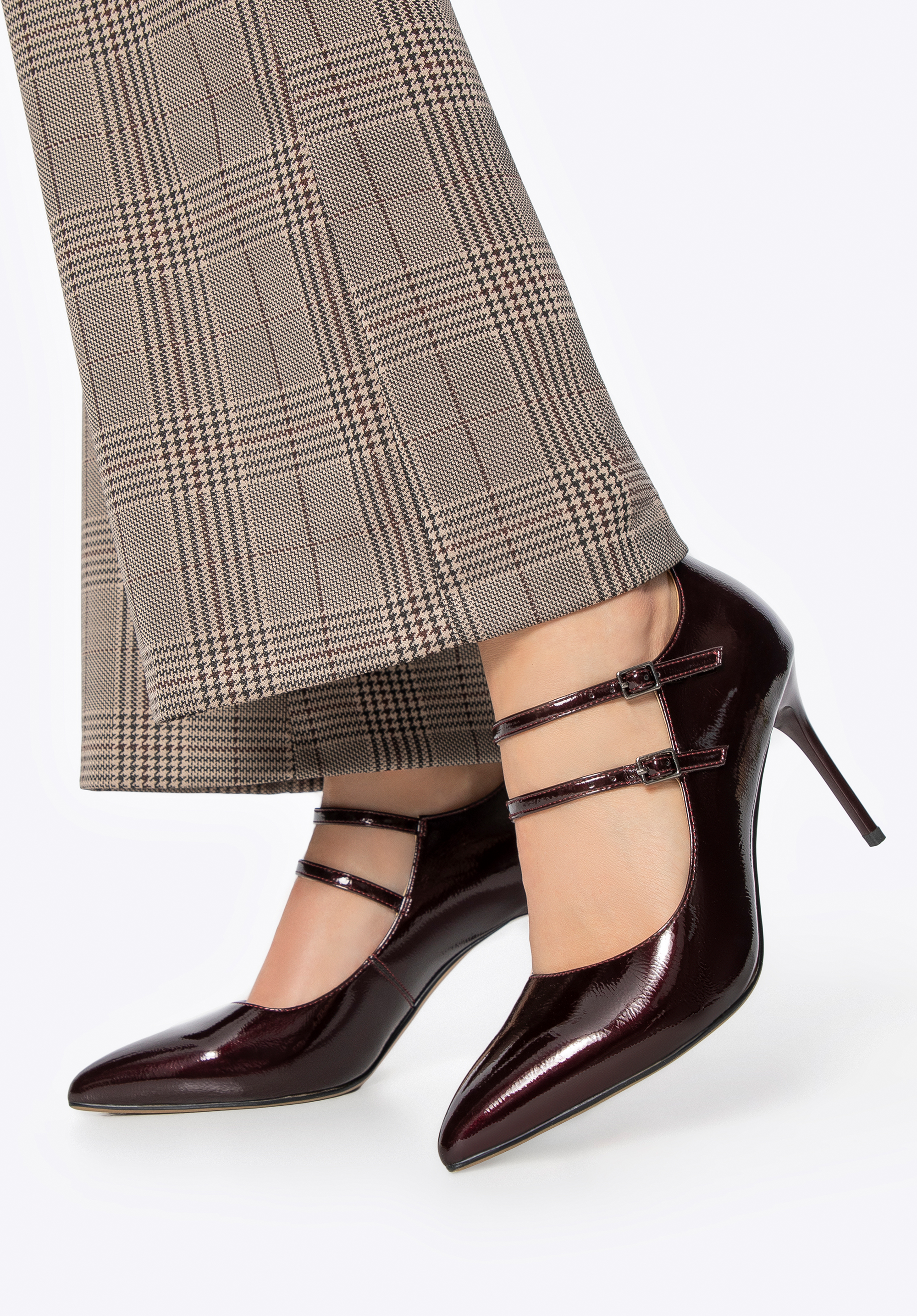 Damenschuhe aus Lackleder mit Stilettoabsatz, dunkelrot, 101-D-955-3-35, Bild 1