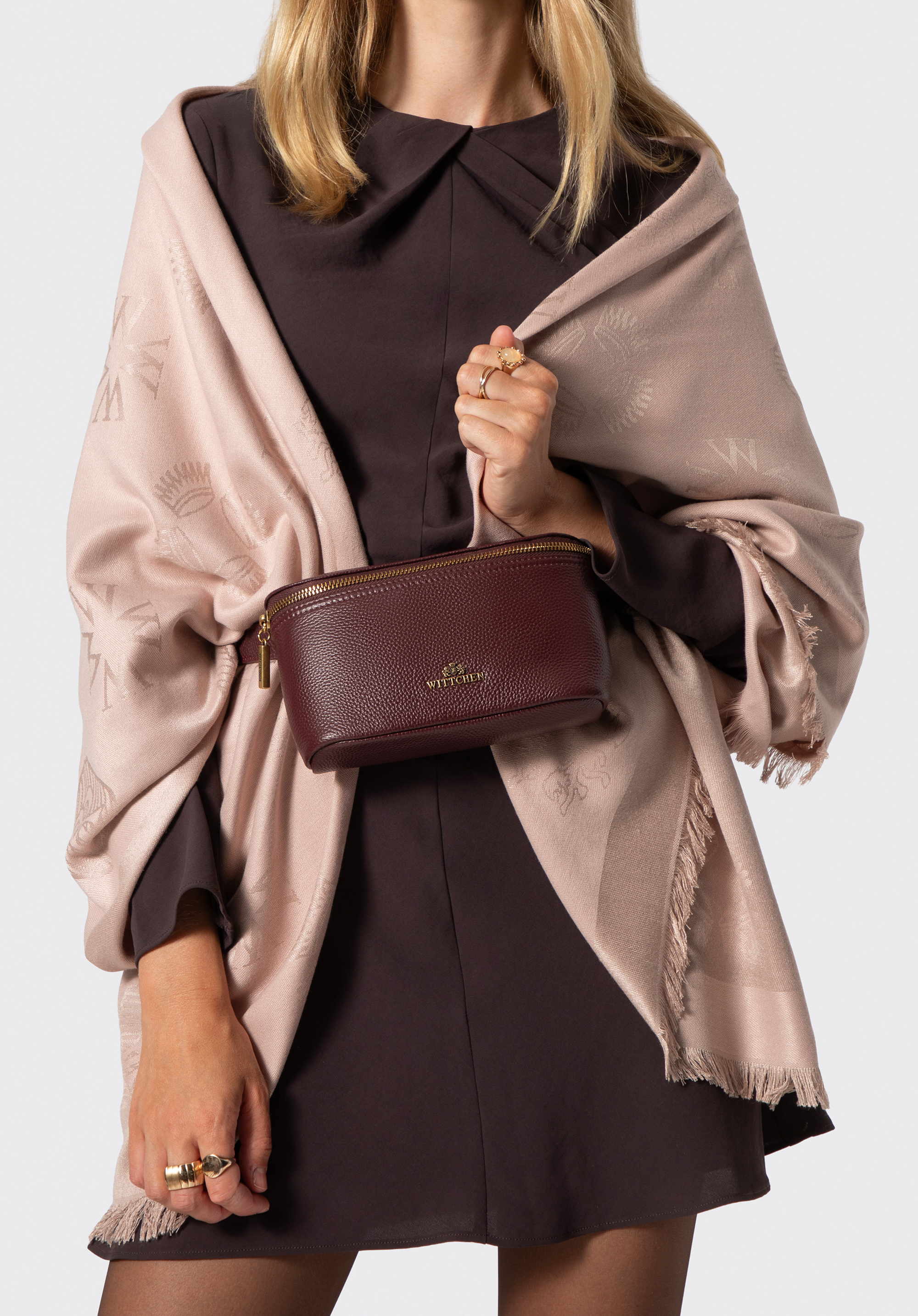 Elegante Damen-Gürteltasche aus Leder, dunkelrot, 103-3E-628-V, Bild 1