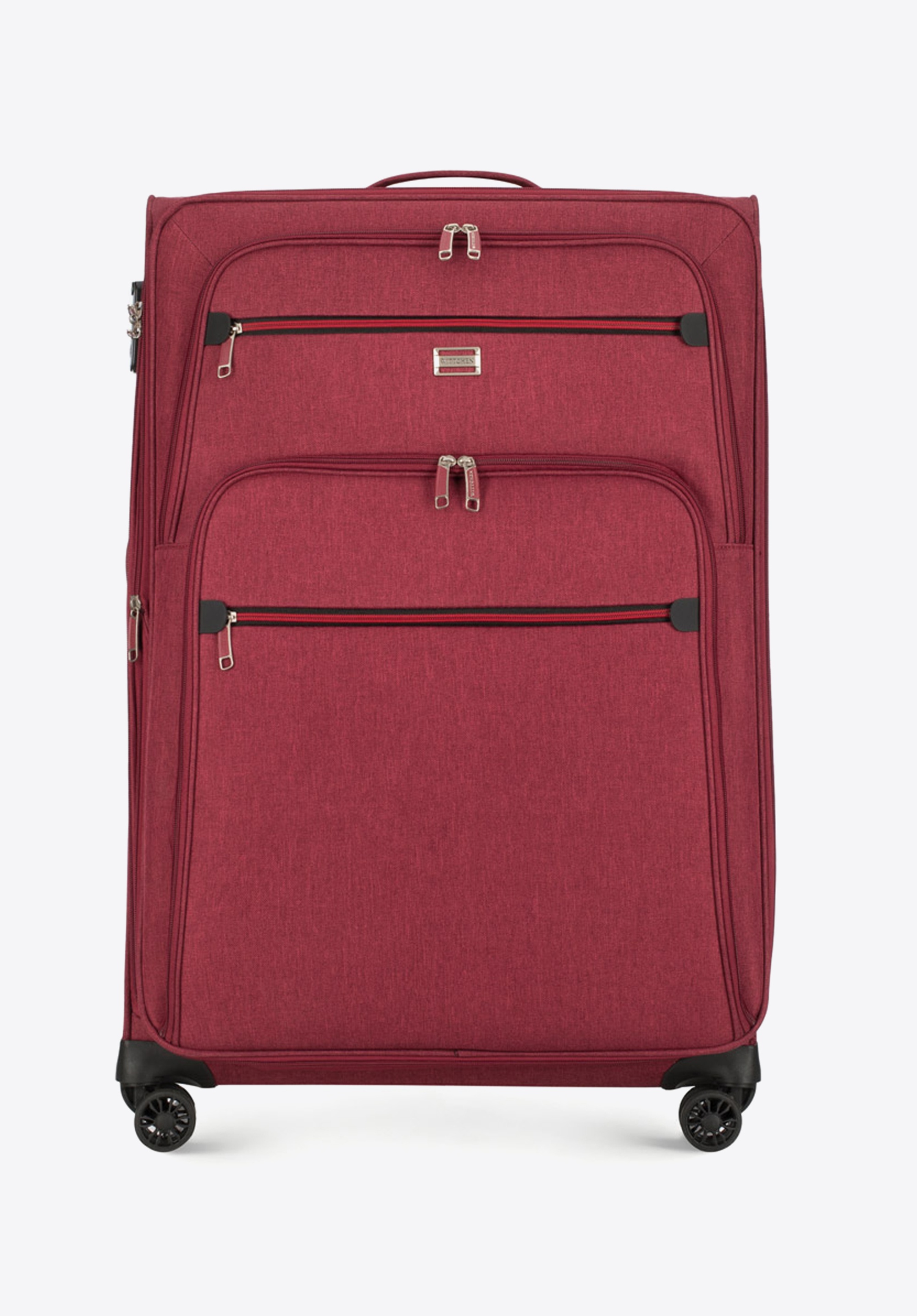 Großer Koffer mit bunten Reißverschlüssen, dunkelrot, 56-3S-503-31, Bild 1