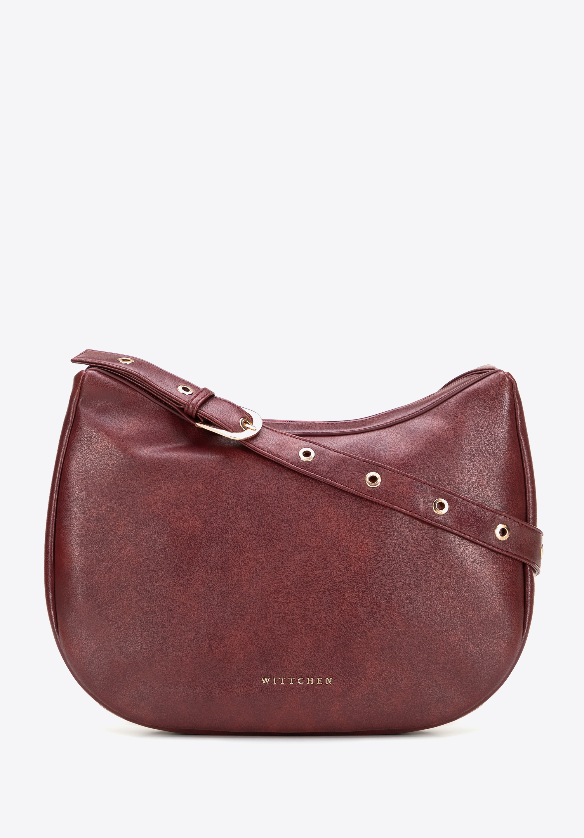 Halbmondförmige Schultertasche aus Kunstleder, dunkelrot, 101-4Y-431-3, Bild 1