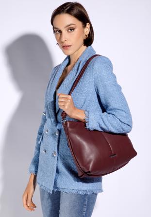 Handtasche aus weichem Öko-Leder mit Knoten, dunkelrot, 95-4Y-423-3, Bild 1