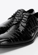 Derby-Schuhe aus Lackleder in Kroko-Optik, dunkelrot, 96-M-519-1C-41, Bild 8