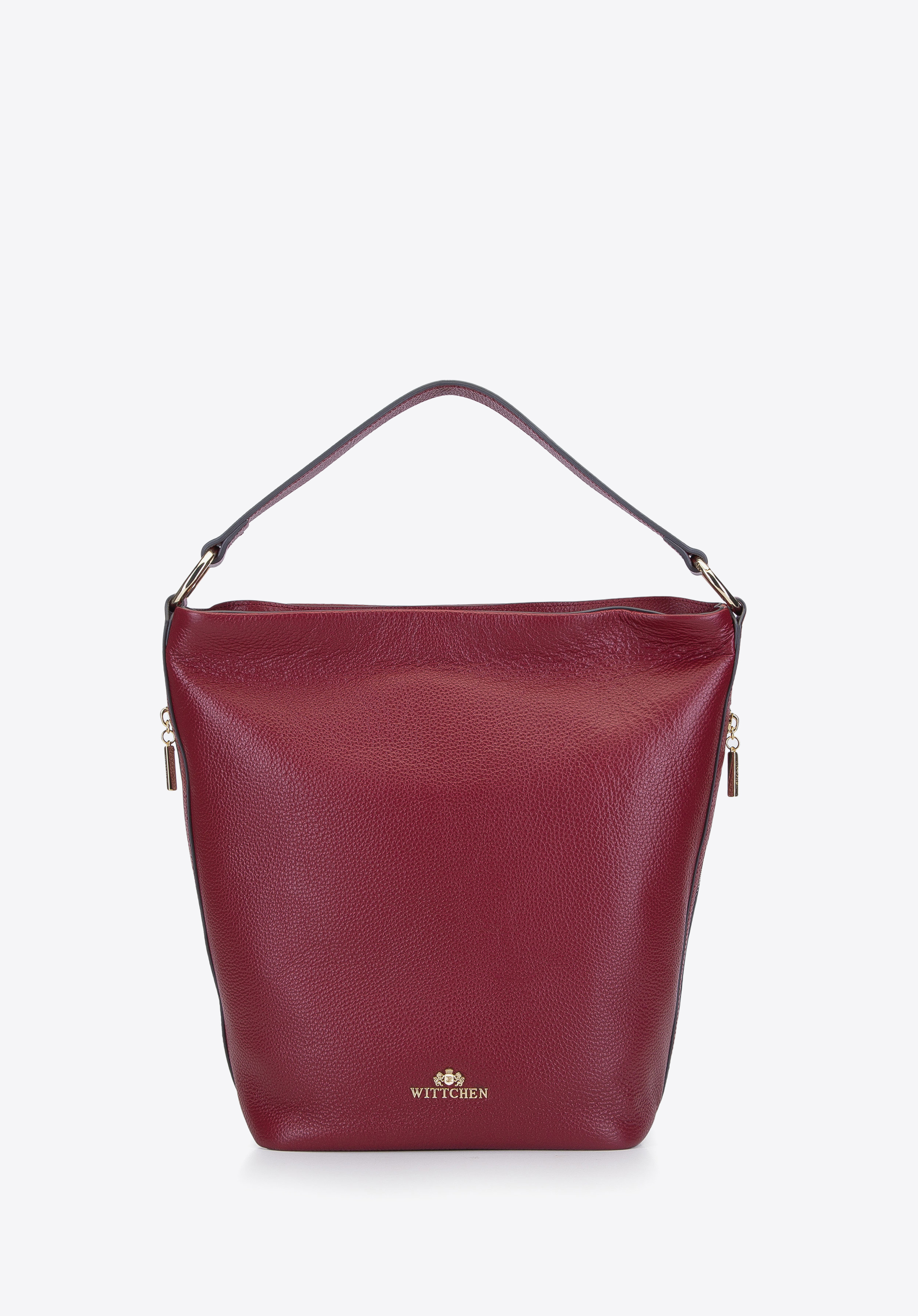 Hobo-Tasche aus Leder mit Seitentaschen, dunkelrot, 93-4E-613-3, Bild 1