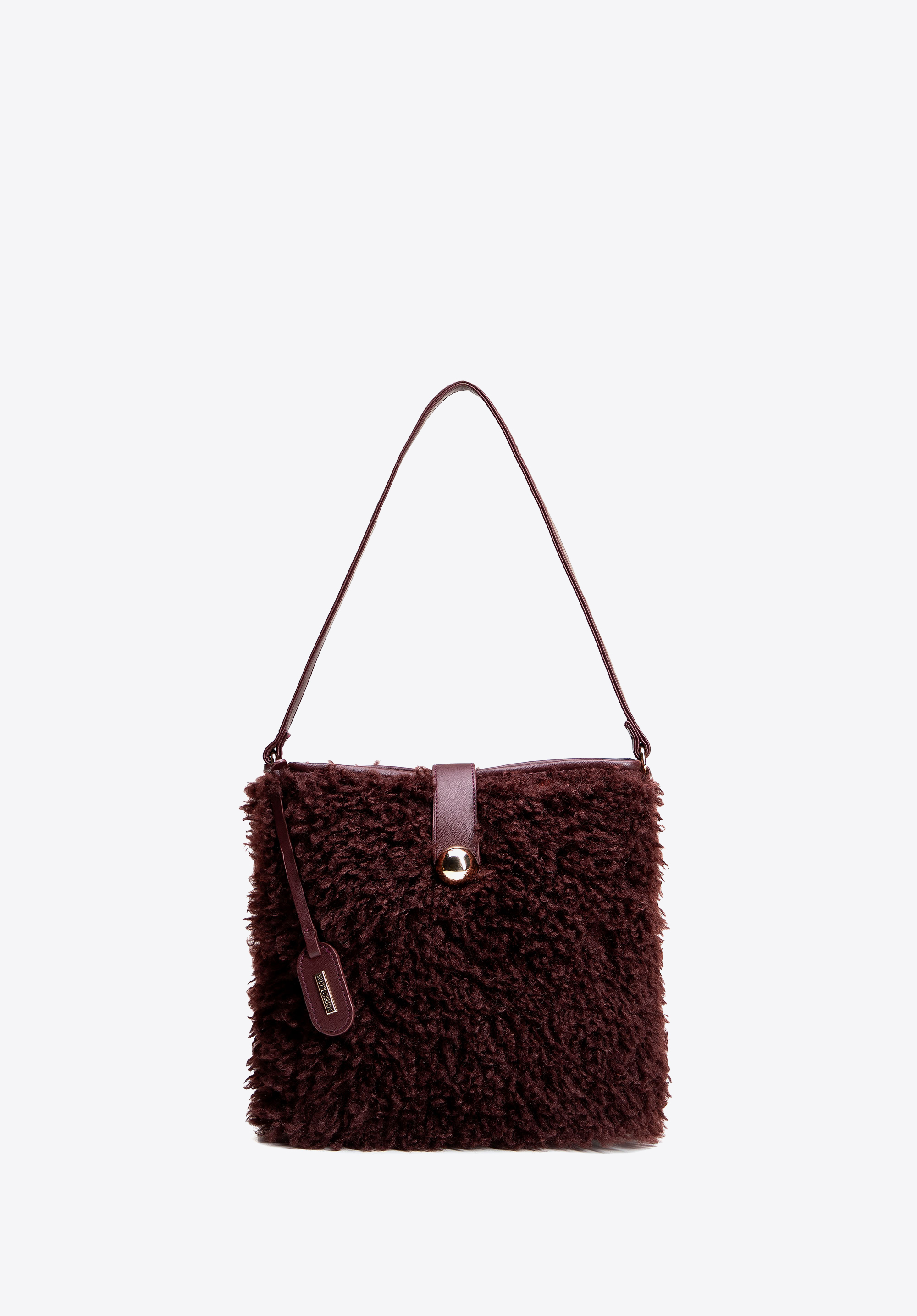 Hobo-Tasche für Damen aus Kunstpelz, dunkelrot, 101-4Y-438-4, Bild 1