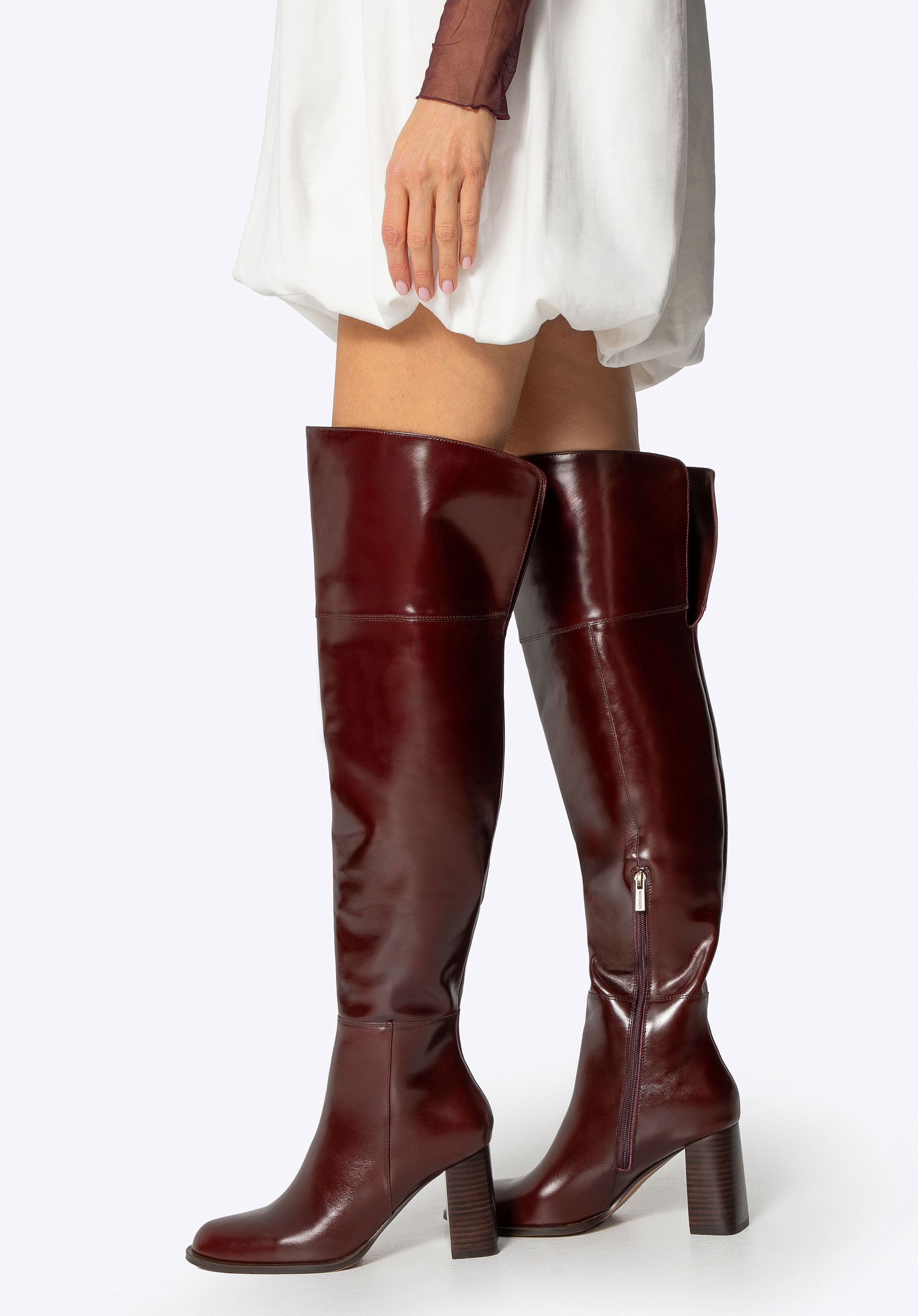 Hohe Stiefel aus Lackleder, dunkelrot, 101-D-350-3-37, Bild 1