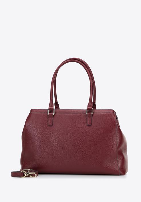 Klassische Köfferchen-Handtasche aus Leder, dunkelrot, 95-4E-616-3, Bild 2