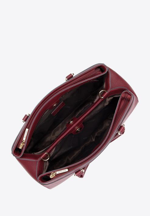 Klassische Köfferchen-Handtasche aus Leder, dunkelrot, 95-4E-616-3, Bild 3