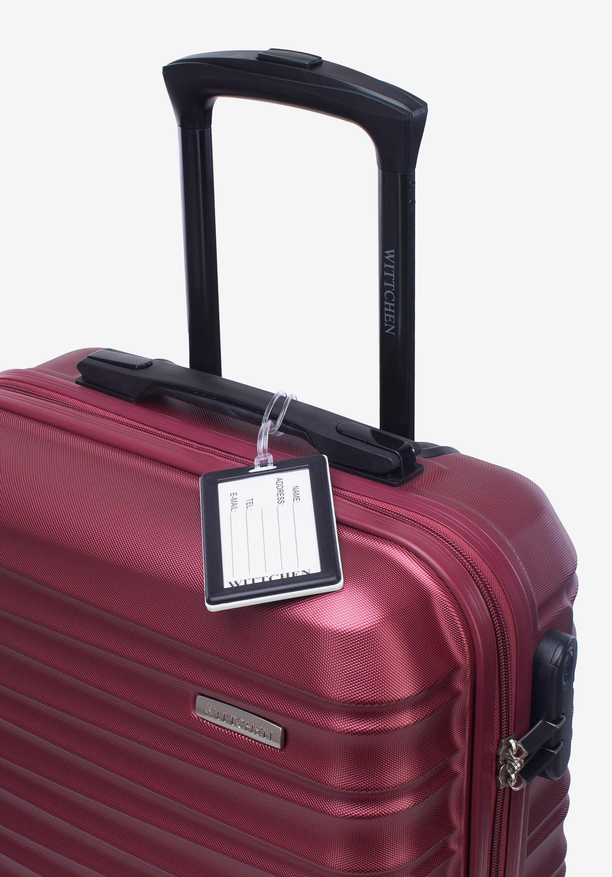 Kleiner ABS-Koffer mit Gepäckanhänger mit WITTCHEN-Logo, dunkelrot, 56-3A-311-31Z6, Bild 1