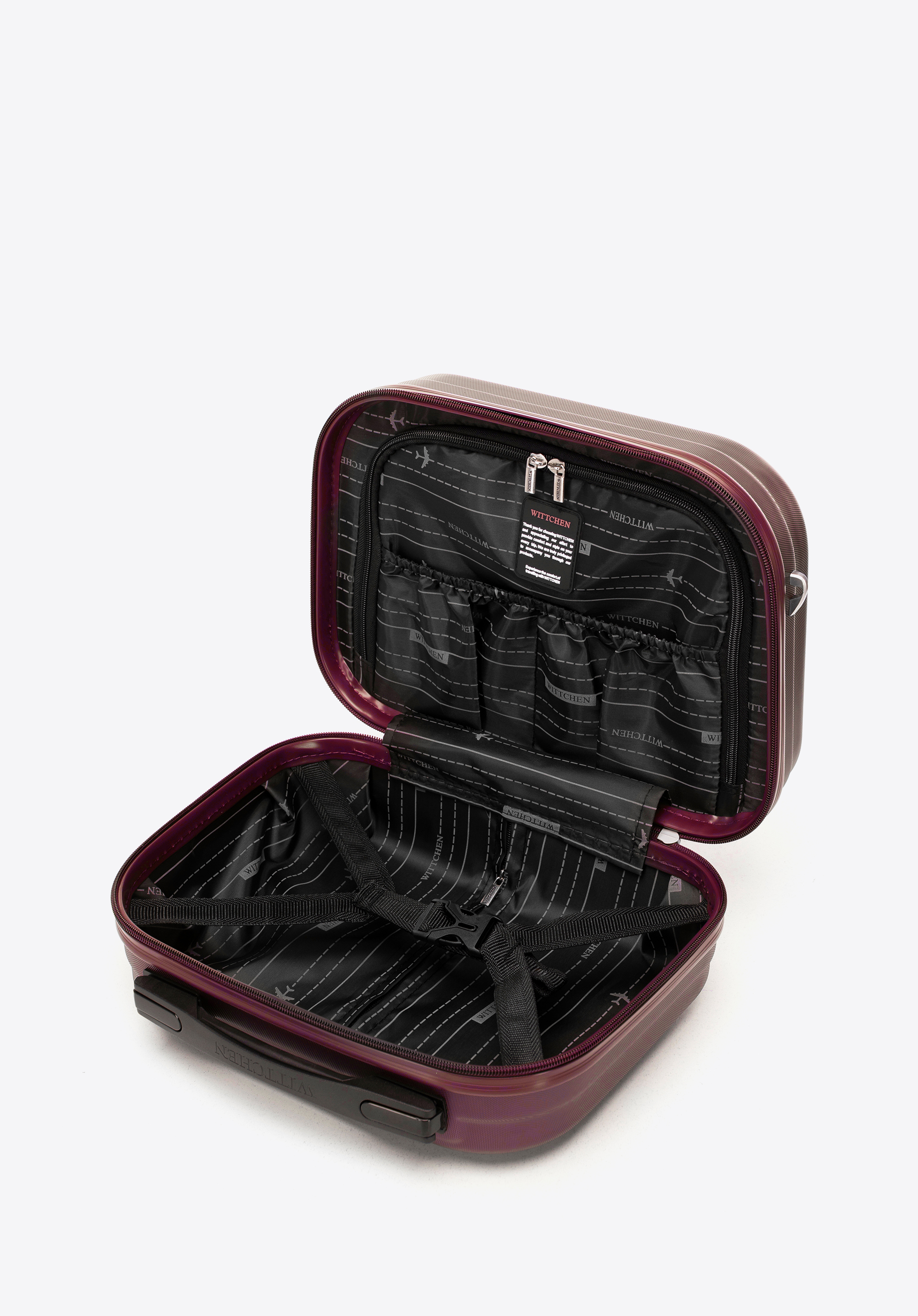 Kosmetiktasche aus ABS mit horizontaler Prägung, dunkelrot, 56-3A-004-30, Bild 1