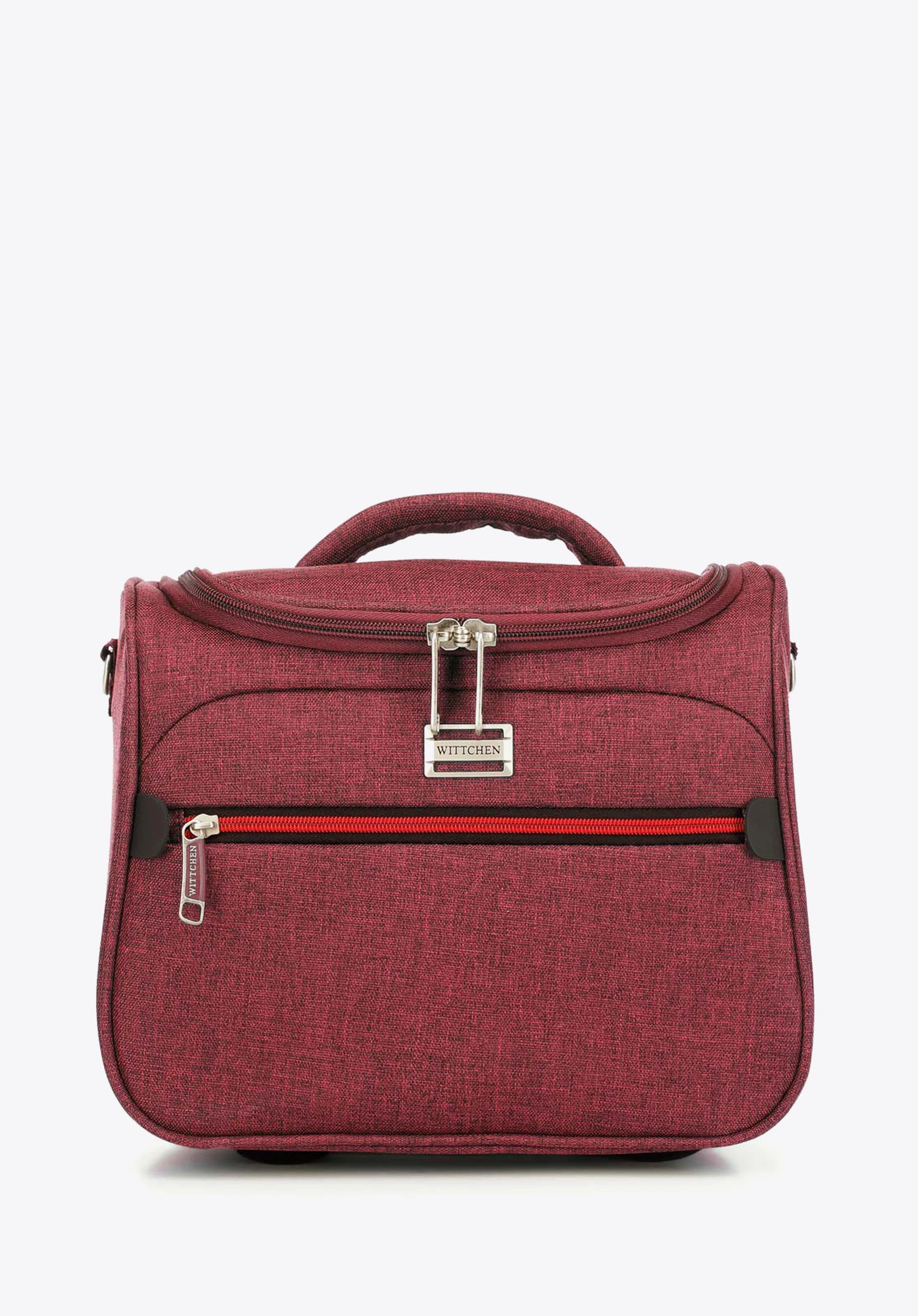 Kosmetiktasche mit buntem Reißverschluss, dunkelrot, 56-3S-504-31, Bild 1