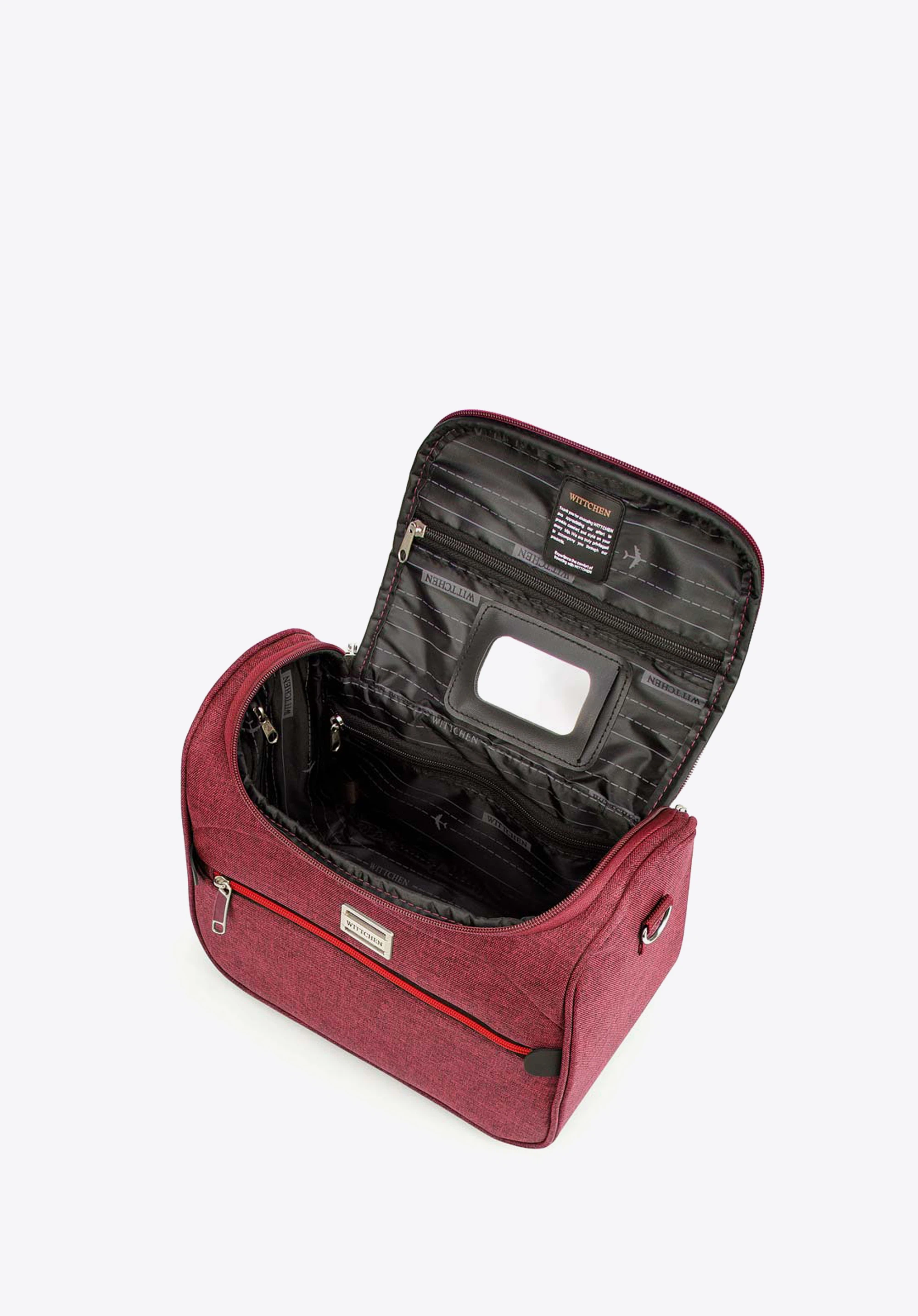Kosmetiktasche mit buntem Reißverschluss, dunkelrot, 56-3S-504-31, Bild 1
