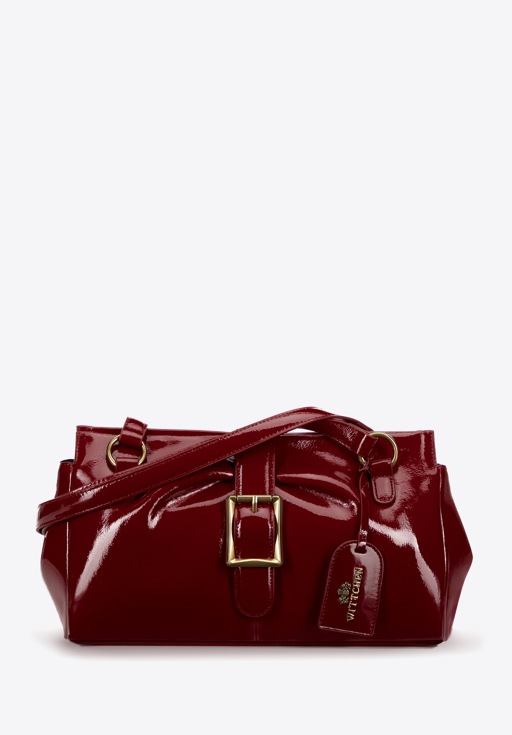 Längliche Damen-Umhängetasche aus Leder, dunkelrot, 100-4E-221-33, Bild 1