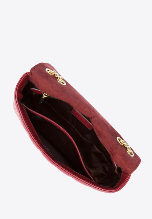 Längliche Handtasche aus gestepptem Leder für Damen, dunkelrot, 95-4E-653-3, Bild 3
