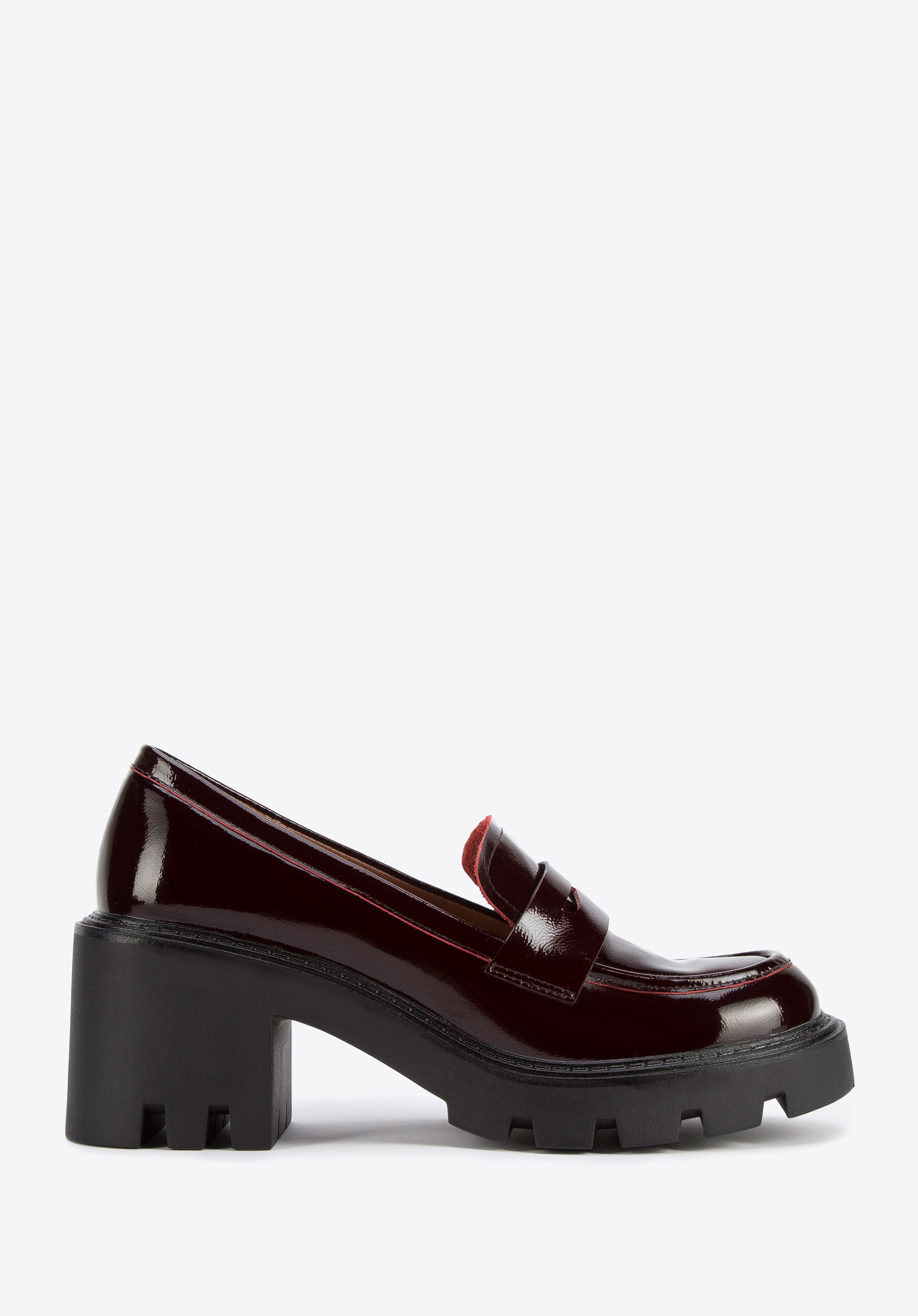 Plateau-Pumps aus Lackleder mit Profil, dunkelrot, 95-D-519-3-38, Bild 1