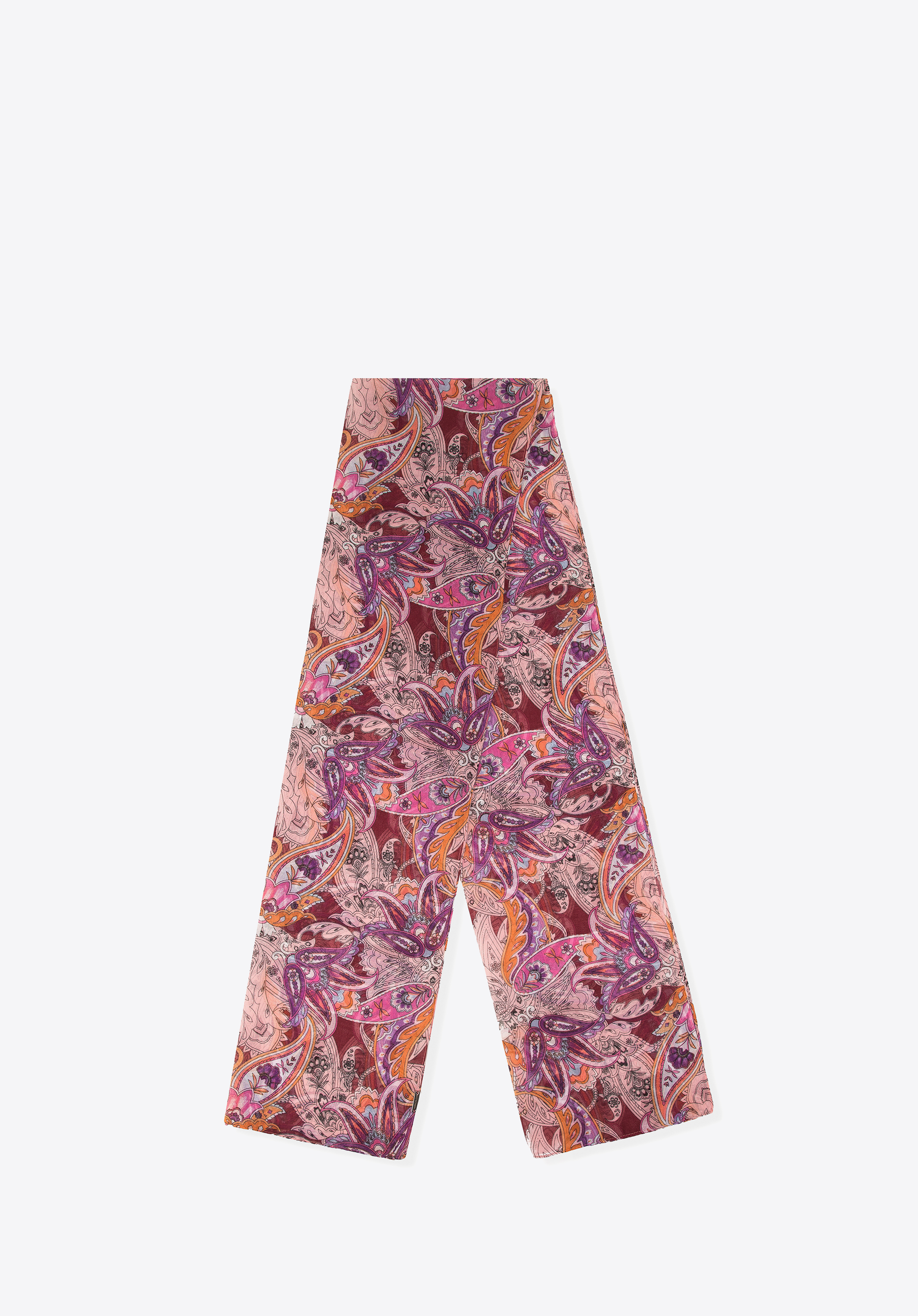 Zarter Damenschal mit orientalischem Muster, dunkelrot-rosa, 98-7D-X08-X5, Bild 1