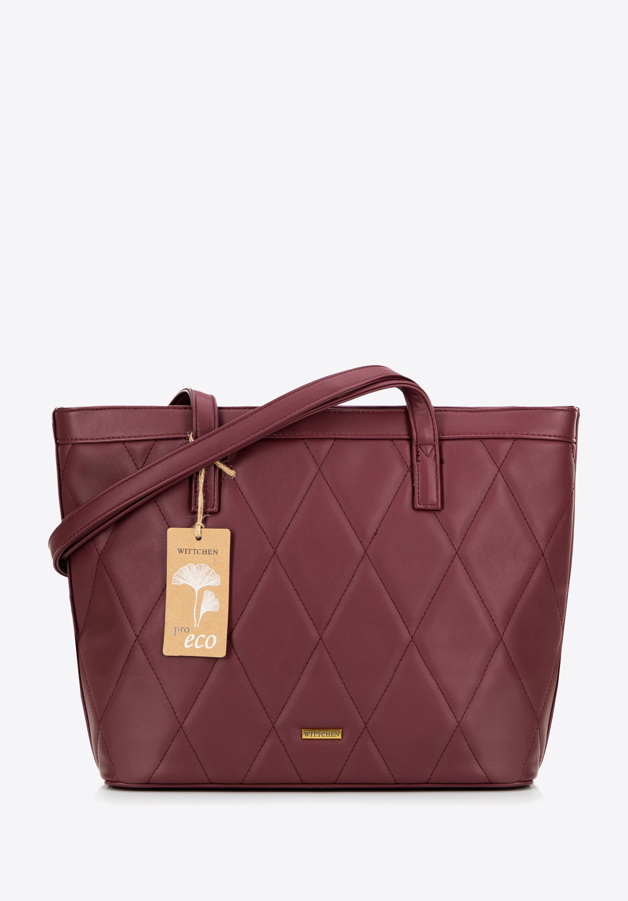 Shopper aus Bio-Leder für Damen, dunkelrot, 99-4Y-211-3, Bild 1
