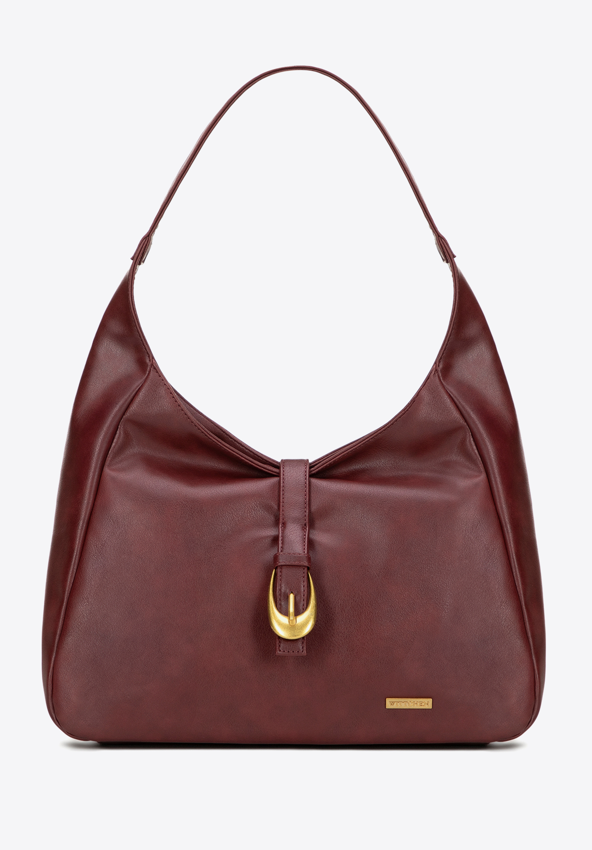 Shopper aus Kunstleder mit dekorativem Riemen, dunkelrot, 101-4Y-424-3, Bild 1