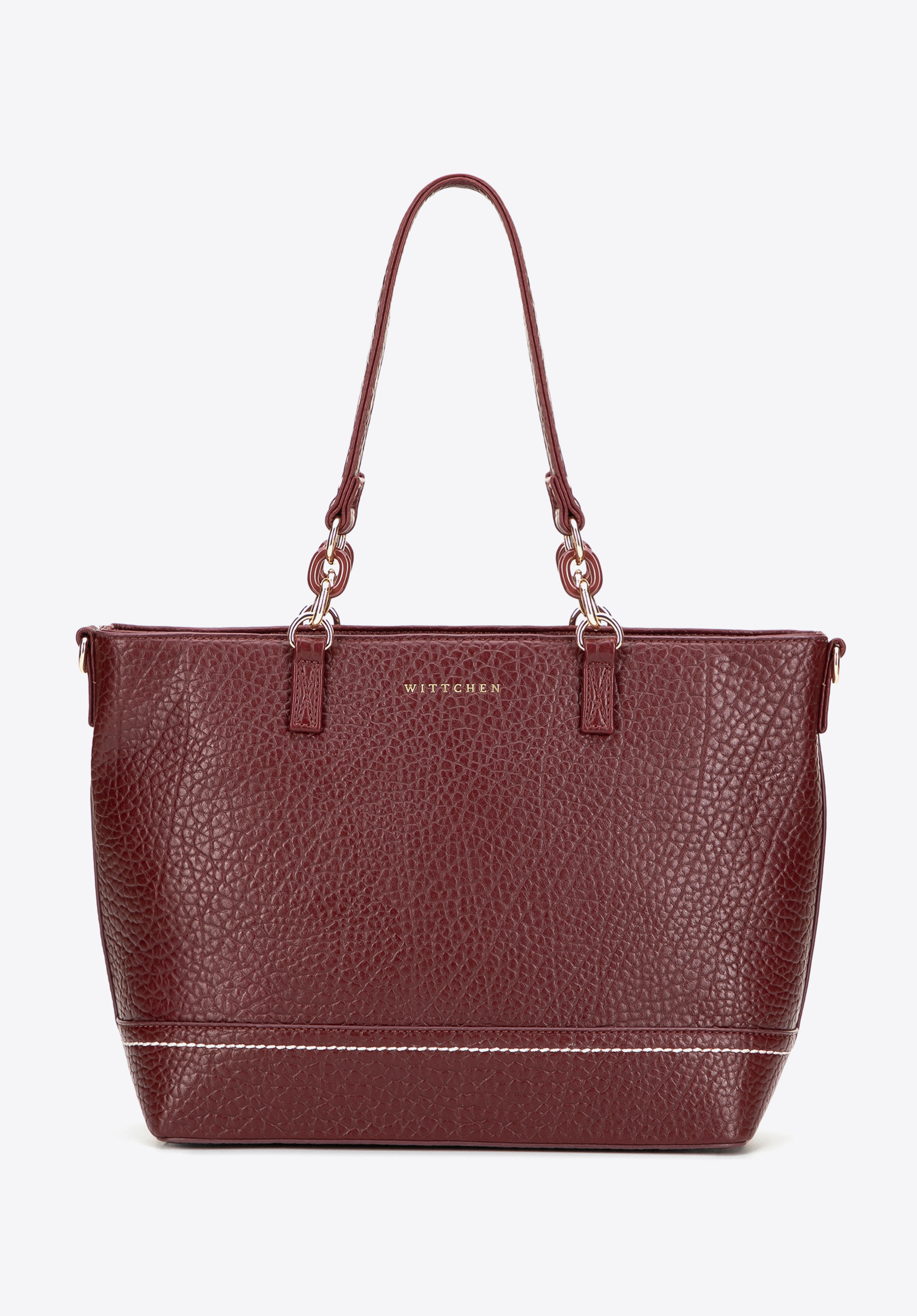 Shopper-Tasche aus Kunstleder, dunkelrot, 101-4Y-710-3, Bild 1