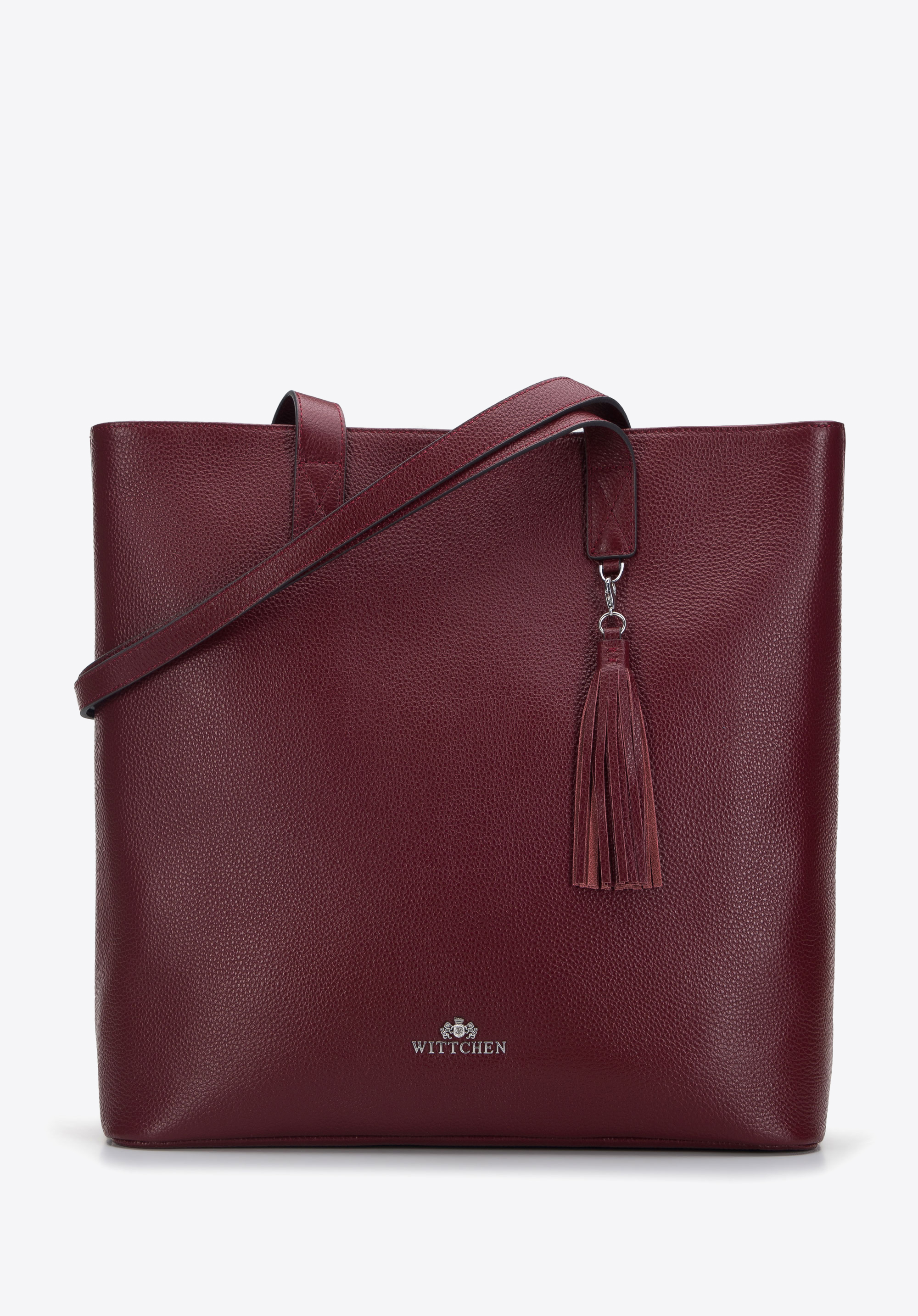 Shopper-Tasche aus Leder mit Quaste