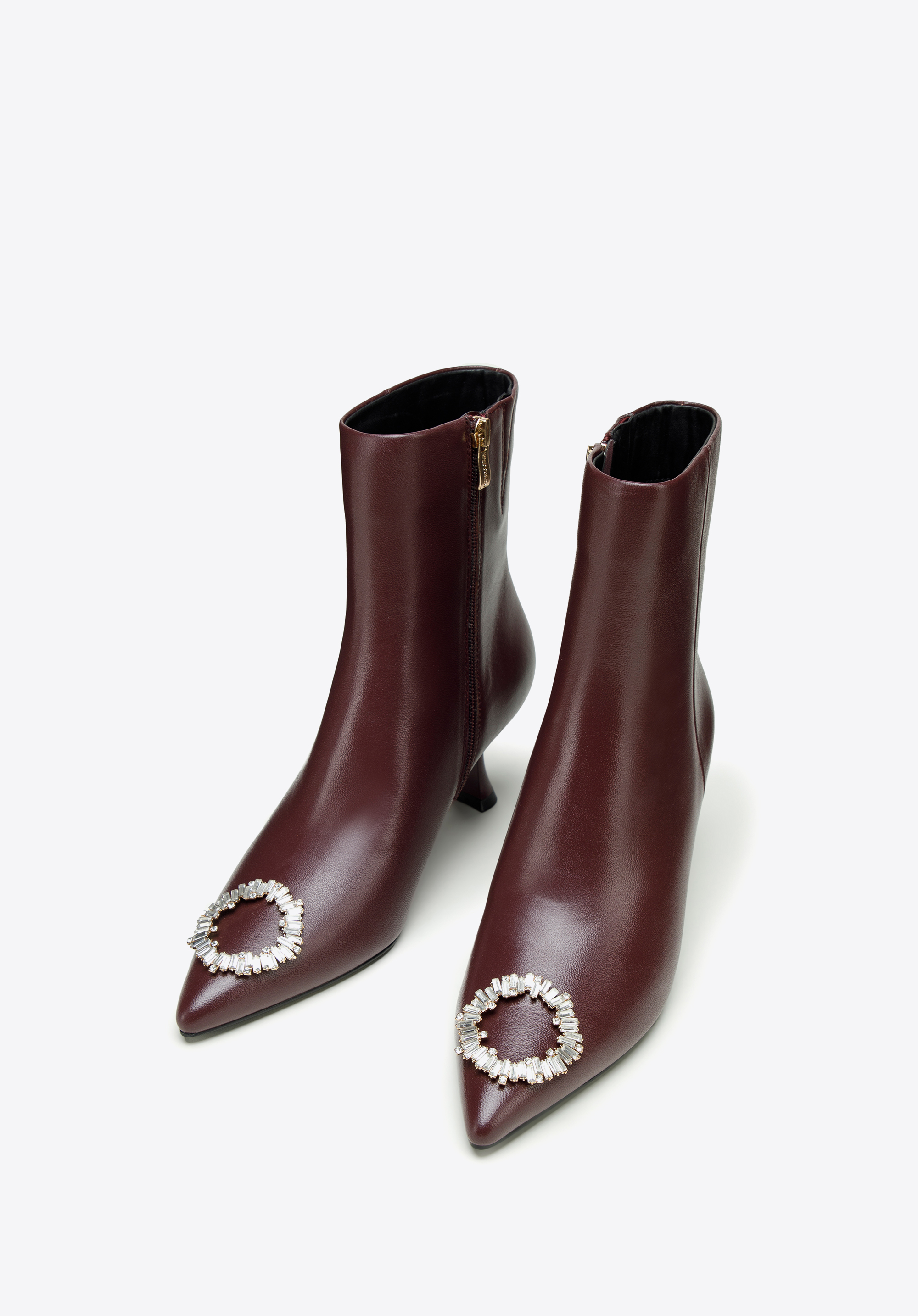 Stiefeletten aus Leder mit runder Schnalle, dunkelrot, 97-D-515-3-35, Bild 1