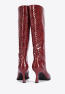 Stiletto-Stiefel aus Lackleder in Kroko-Optik, dunkelrot, 95-D-507-3-36, Bild 4