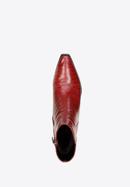 Stiletto-Stiefelette aus Leder in Kroko-Optik, dunkelrot, 95-D-506-1-41, Bild 4