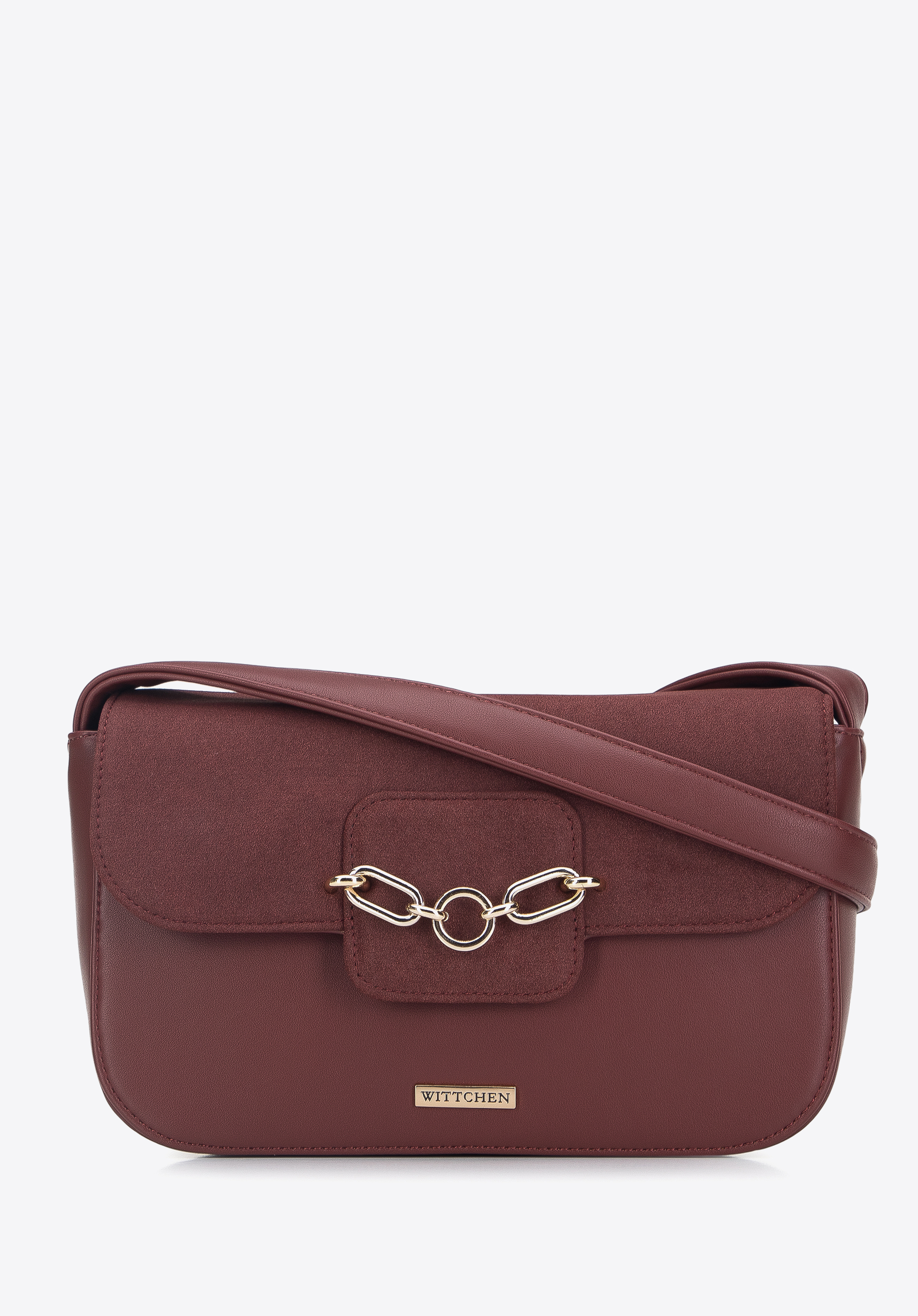Damenhandtasche aus zweifarbigem Öko-Leder, dunkelrot, 95-4Y-412-3, Bild 1