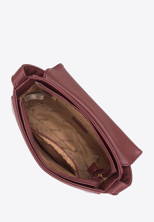 Überschlagtasche für Damen mit Kettenriemendetail, dunkelrot, 95-4Y-412-9, Bild 4