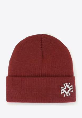 Wintermütze für Damen mit Buchstaben „W”, dunkelrot, 93-HF-021-2, Bild 1