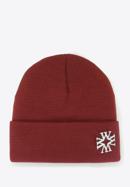 Wintermütze für Damen mit Buchstaben „W”, dunkelrot, 93-HF-021-7, Bild 2