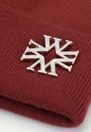 Wintermütze für Damen mit Buchstaben „W”, dunkelrot, 93-HF-021-7, Bild 3