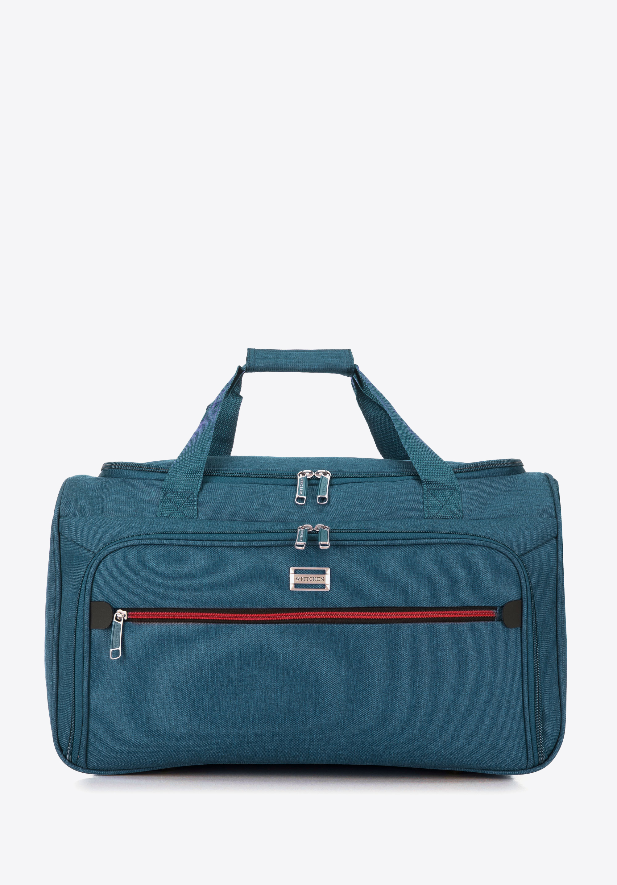 Reisetasche mit rotem Reißverschluss, dunkles Türkis, 56-3S-507-91, Bild 1