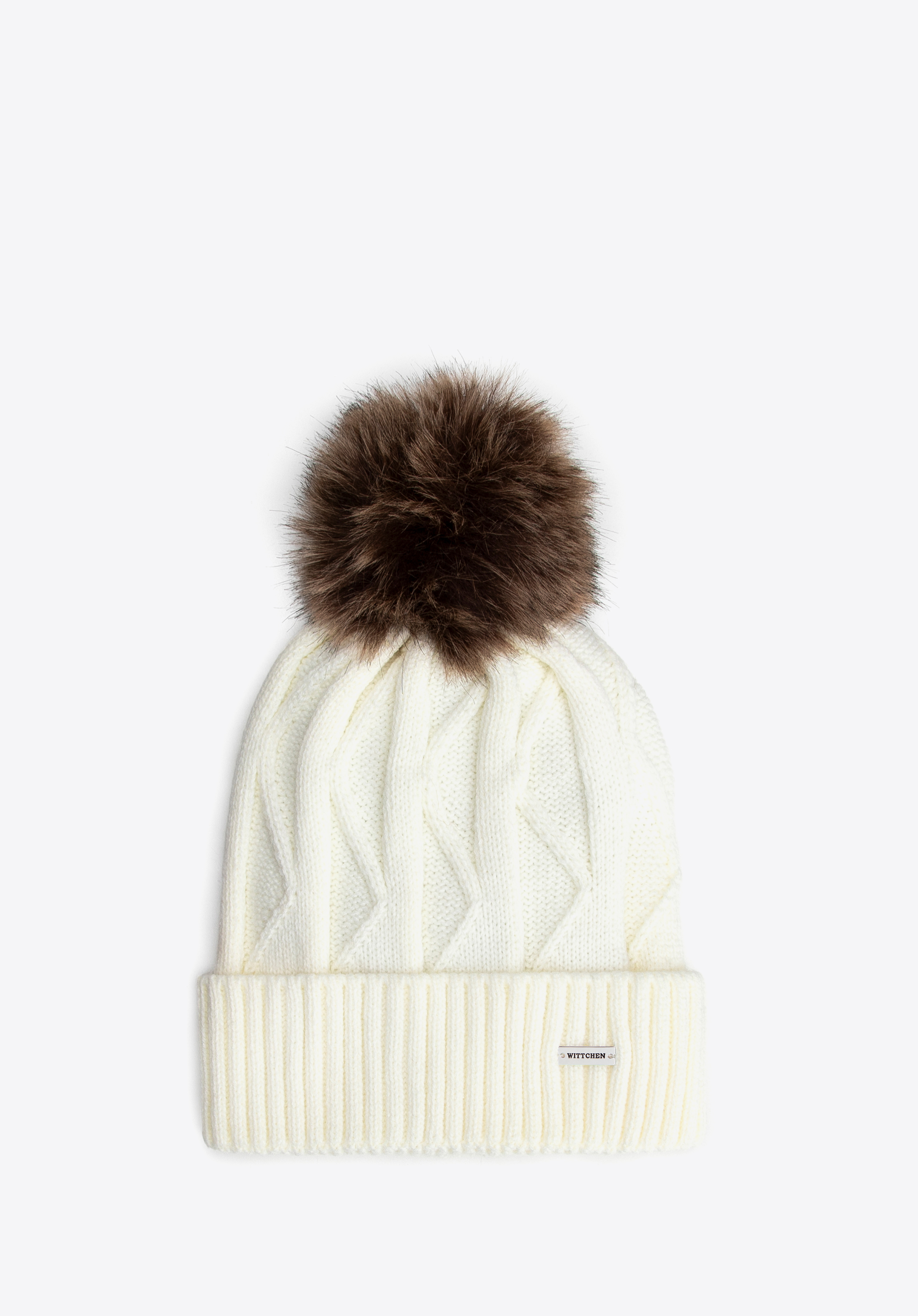 Damen-Strickmütze mit kontrastierendem Bommel 101-HF-005-0