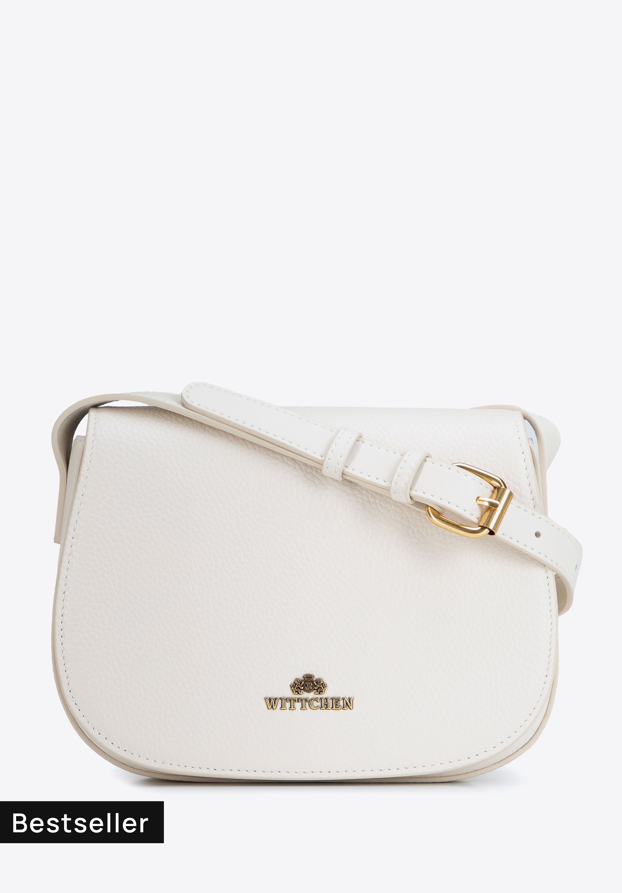 Dámská kožená crossbody kabelka s nastavitelným popruhem, ecru, 103-4E-209-0, Obrázek 1