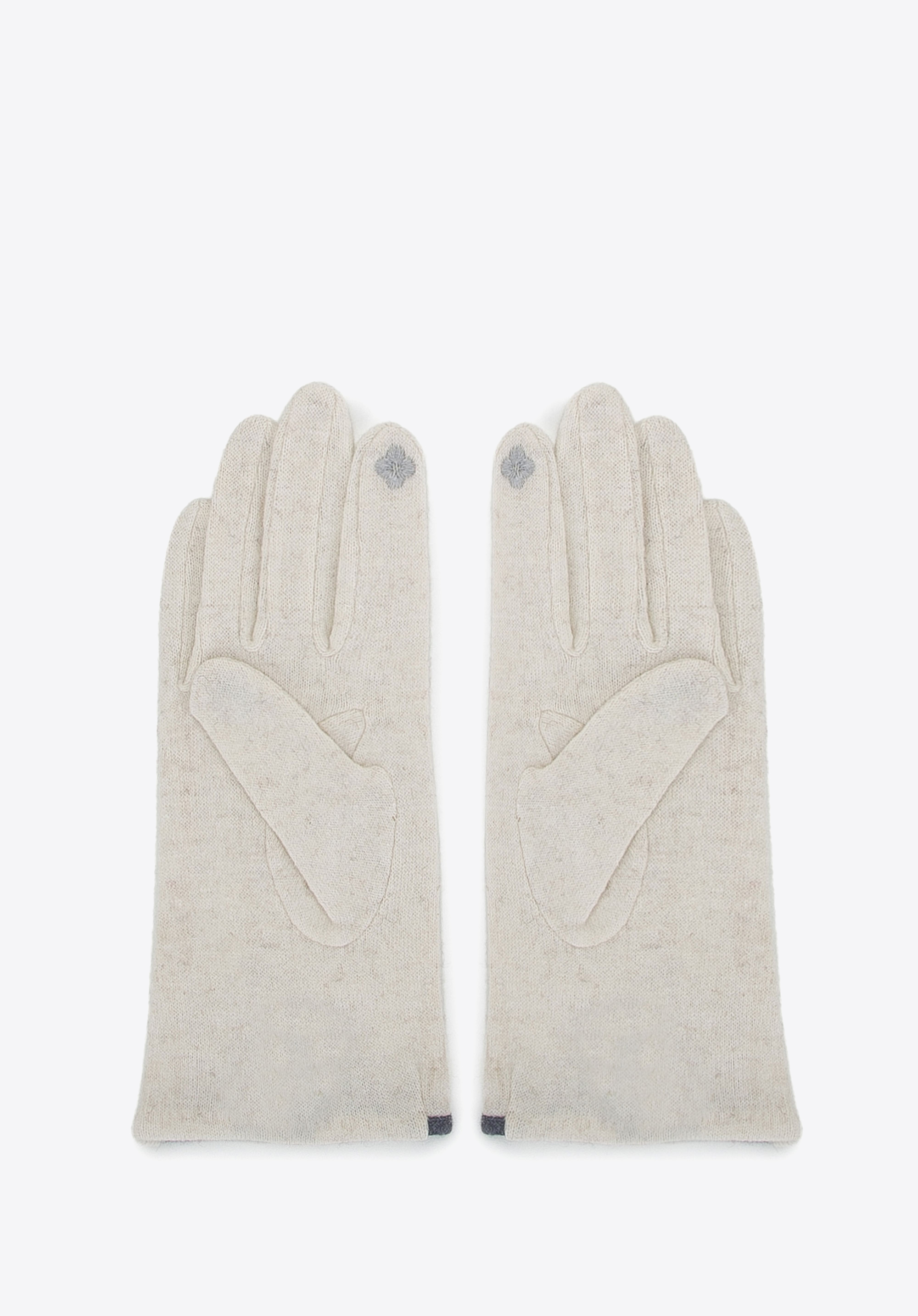 Dünne Damenhandschuhe mit Schleife, ecru, 47-6A-004-0-U, Bild 1