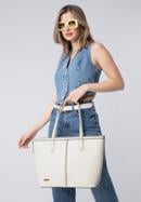 Shopper-Tasche aus Öko-Leder mit geflochtenem Detail, ecru, 98-4Y-606-0, Bild 15