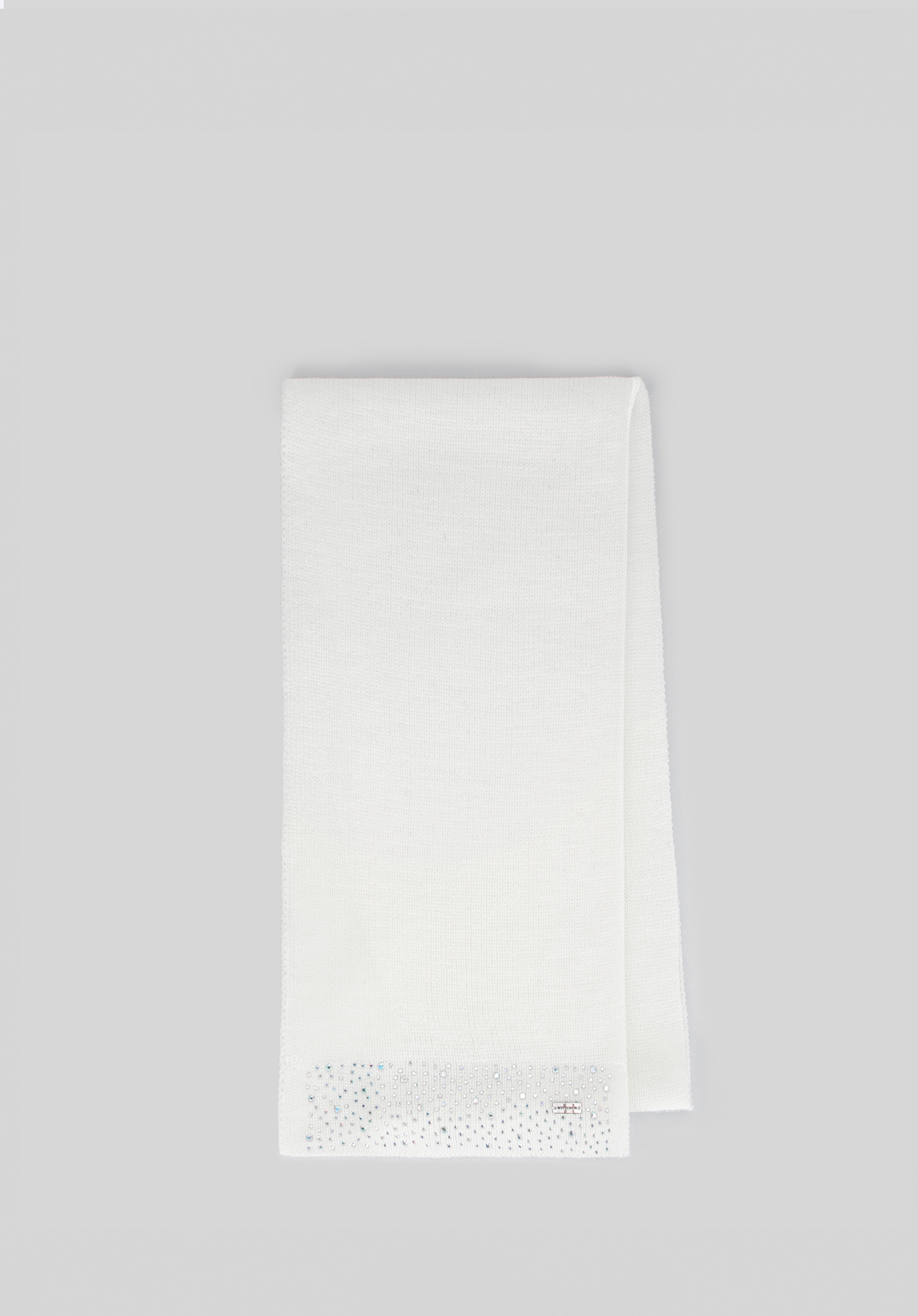 Жіночий шарф зі стразами, екрю, 101-7F-204-0, Фото 1