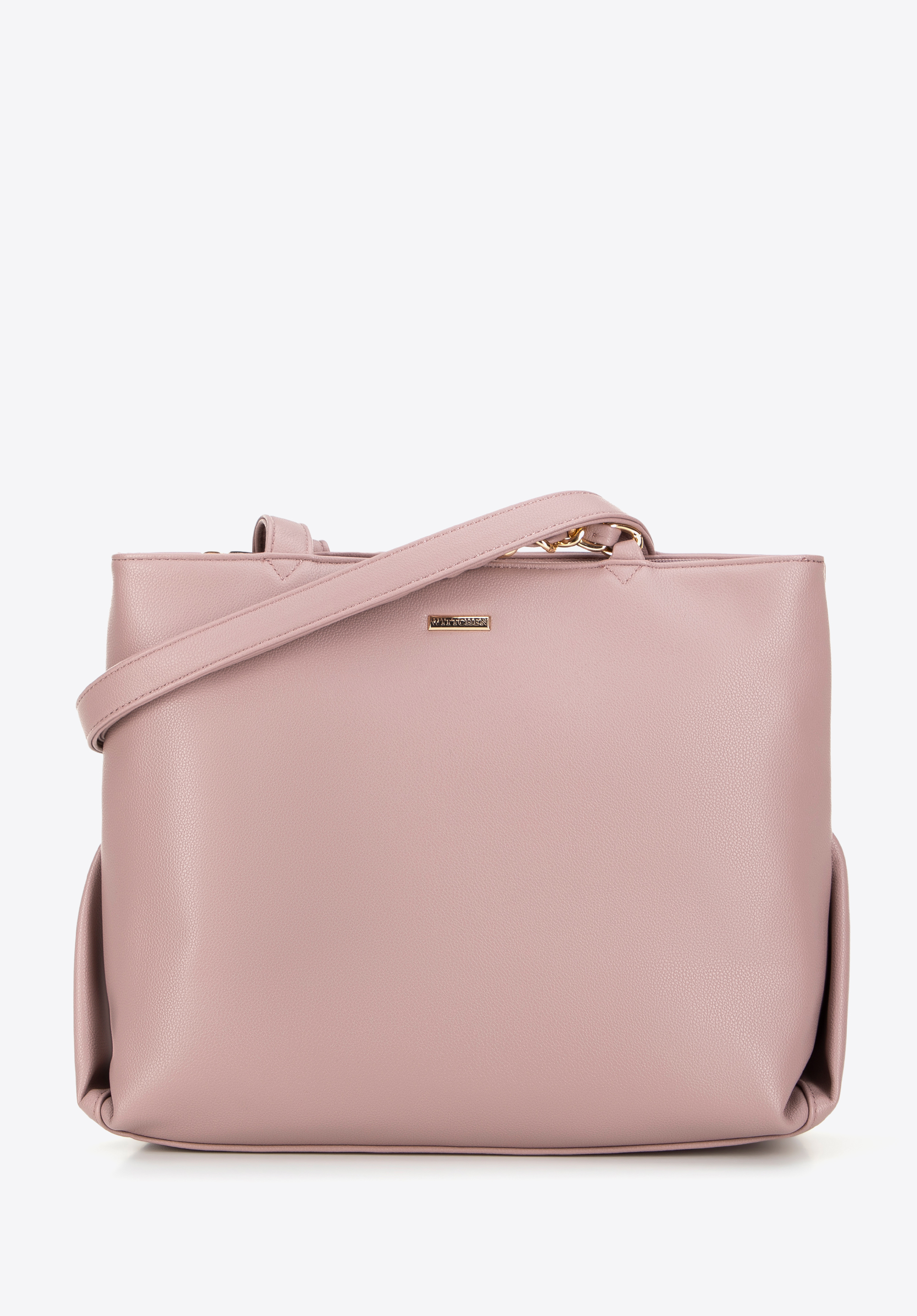 Shopper-Tasche aus Öko-Leder mit Kette, rosa, 99-4Y-632-F, Bild 1