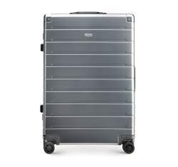 Közepes bőrönd alumíniumból, ezüst, 56-3H-102-12, Fénykép 1