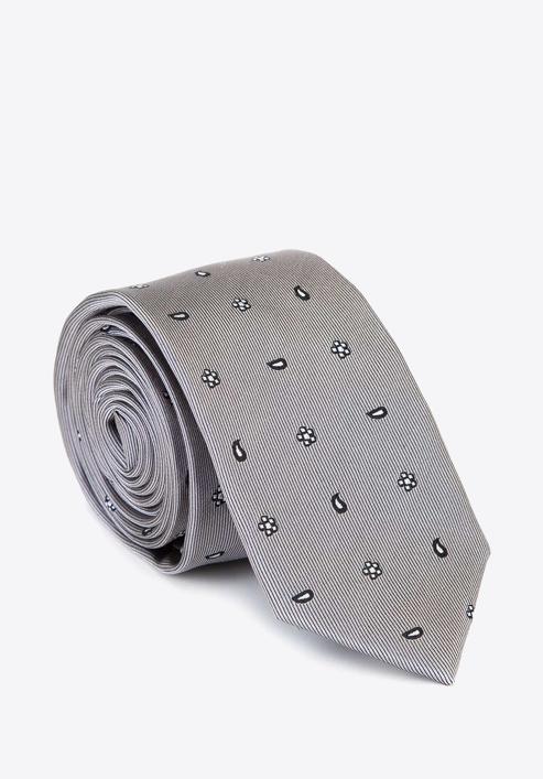 Mintás selyem nyakkendő, ezüst, 92-7K-001-X5, Fénykép 1