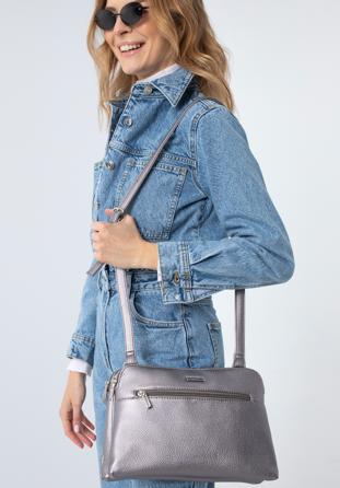 Női műbőr crossbody táska, ezüst, 97-4Y-614-8M, Fénykép 1