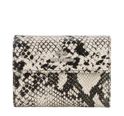 Női bőr pénztárca kígyóbőr textúrával és pattintós gombbal, fehér fekete, 19-1-044-1, Fénykép 1