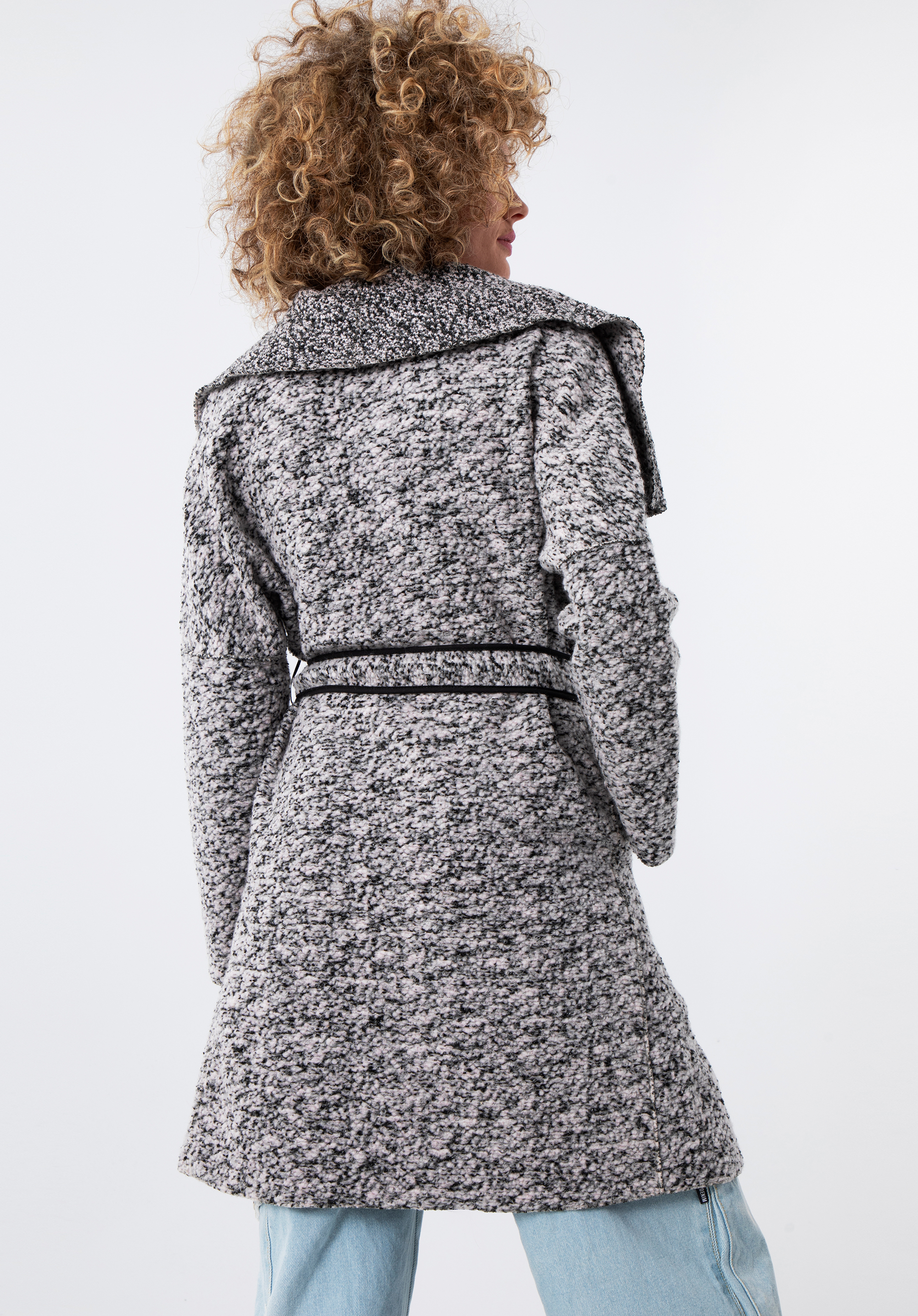 Női kabát, fehér fekete, 83-9W-101-P-XL, Fénykép 1